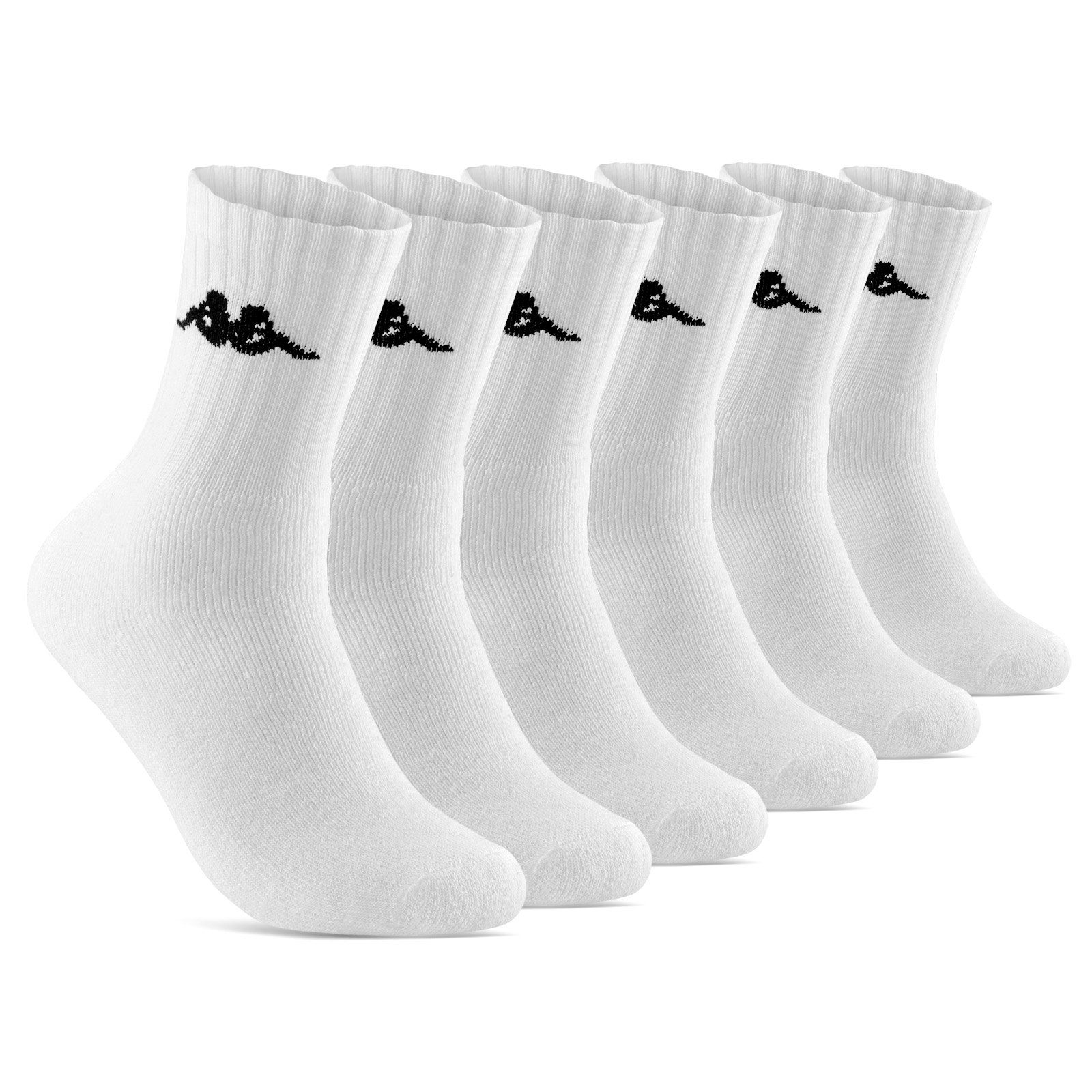 sockenkauf24 Sportsocken 6 oder 12 Paar KAPPA Socken Herren & Damen Sportsocken (Weiß, 6-Paar, 35-38) Arbeitssocken Baumwolle WP