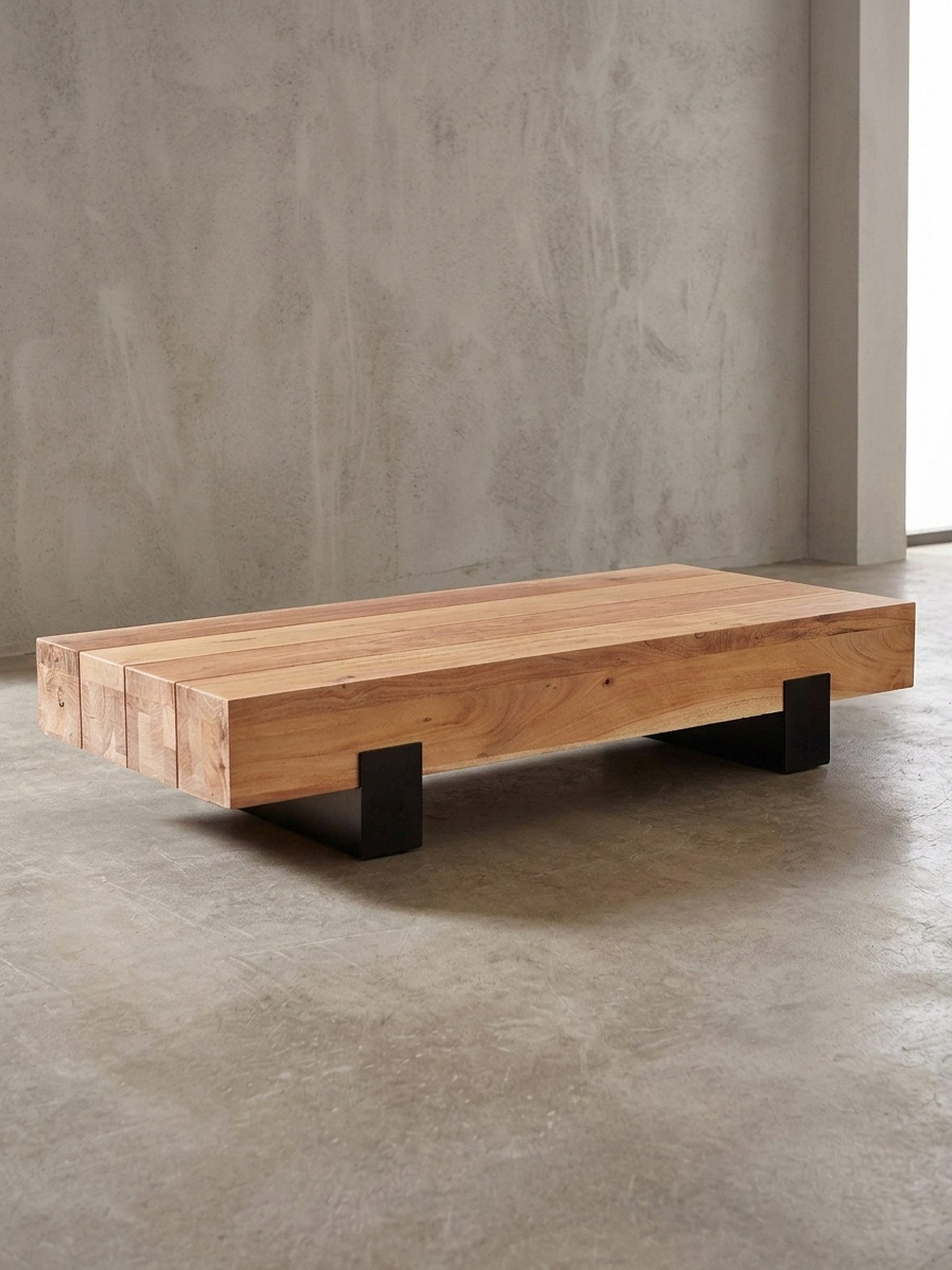 KADIMA DESIGN Couchtisch Couchtisch 130x59x25cm Akazie Massivholz / Metall Sofatisch, Design (Kaffeetisch Massiv, Tisch Wohnzimmer Rechteckig), Wohnzimmertisch Modern, Stubentisch Braun / Schwarz, Designer