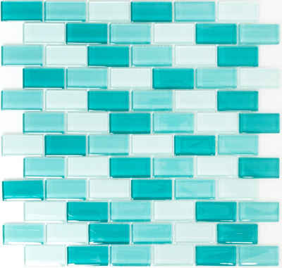 Mosani Mosaikfliesen Glasmosaik Crystal Mosaik hell hellgrün hellgelb glänzend / 10 Matten