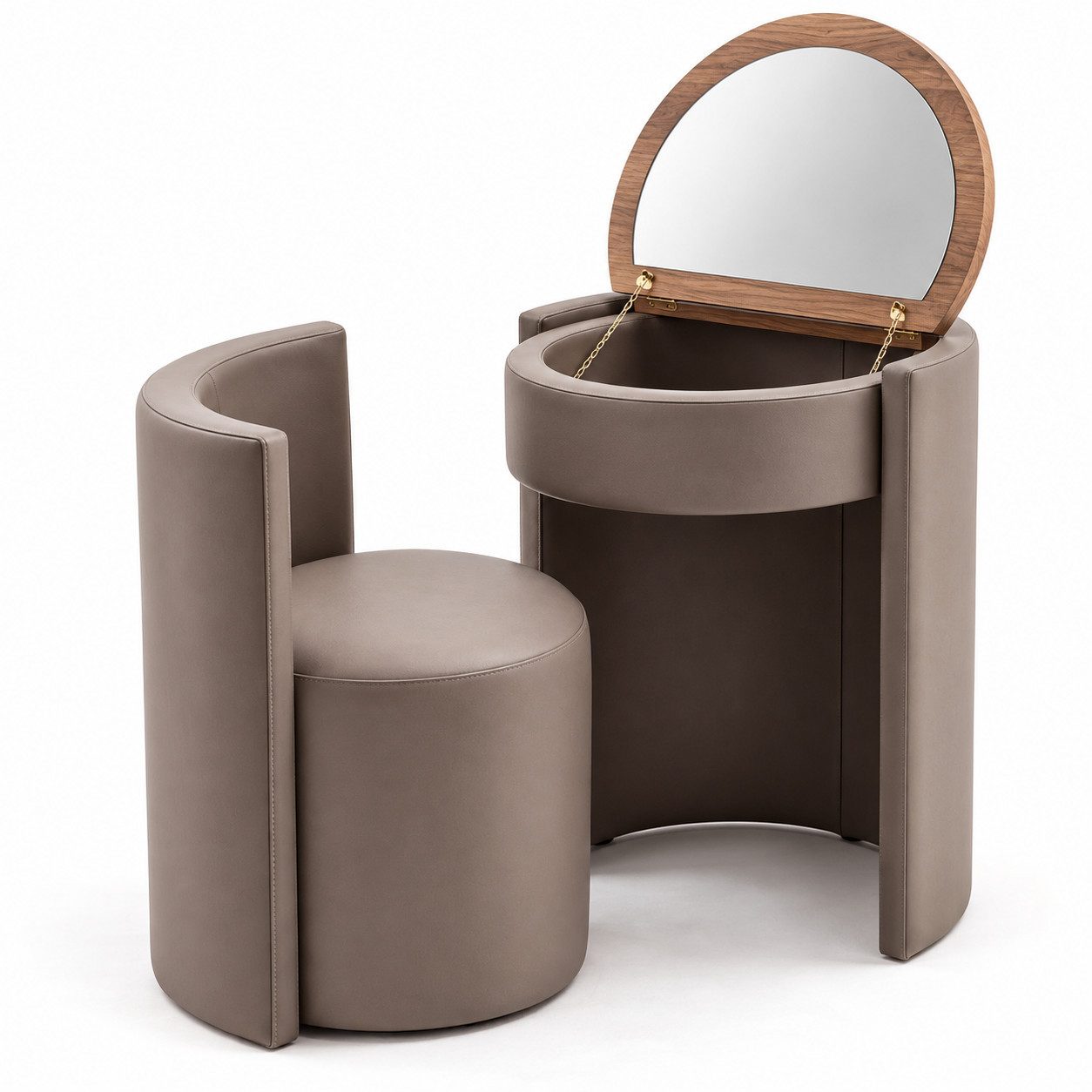 Skye Decor Schminktisch Sedora Minimalist Japandi (Set, 2-St., 2 Teilig Schminktisch mit passendem Stuhl), Kompaktes Design mit integriertem Stauraum und Spiegel
