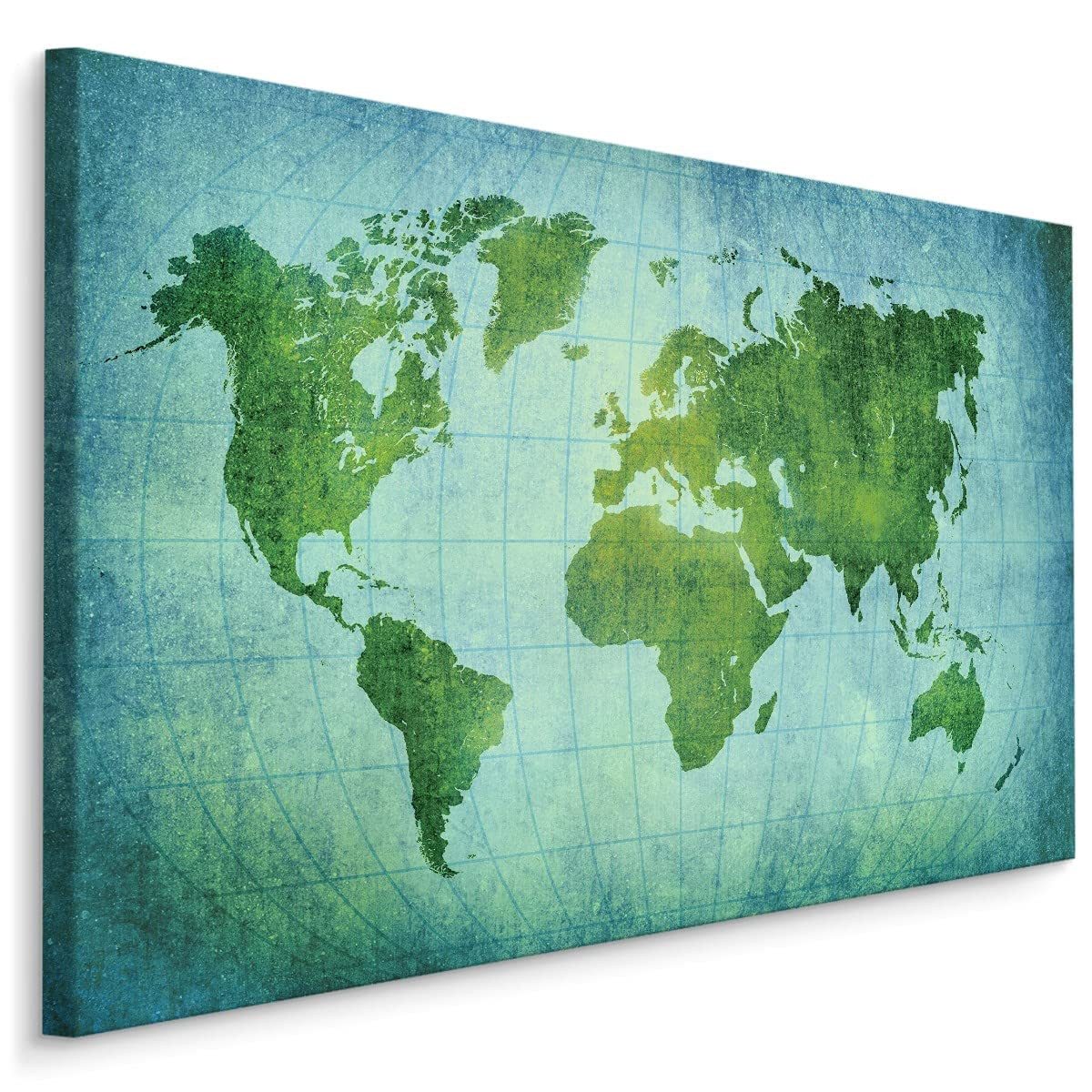 Muralo Leinwandbild Landkarten – Leinwandbild Wandbild Kunstdruck Wohnzimmer, Gebäude (1 St), Weltkarte – Kontinente – Ozeane, 70 x 50 cm, aufhängefertig