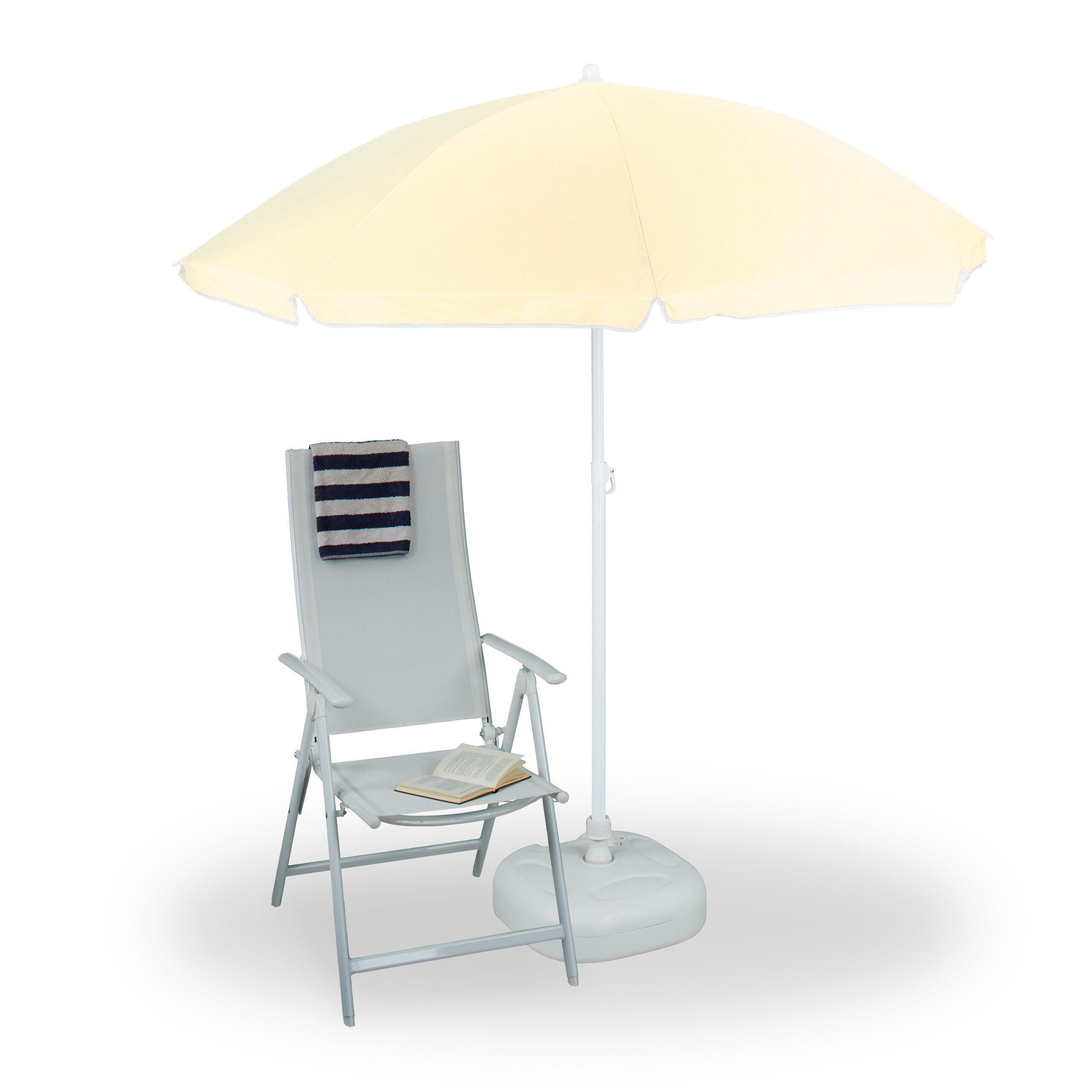 relaxdays Sonnenschirm 180 cm, Natur günstig online kaufen