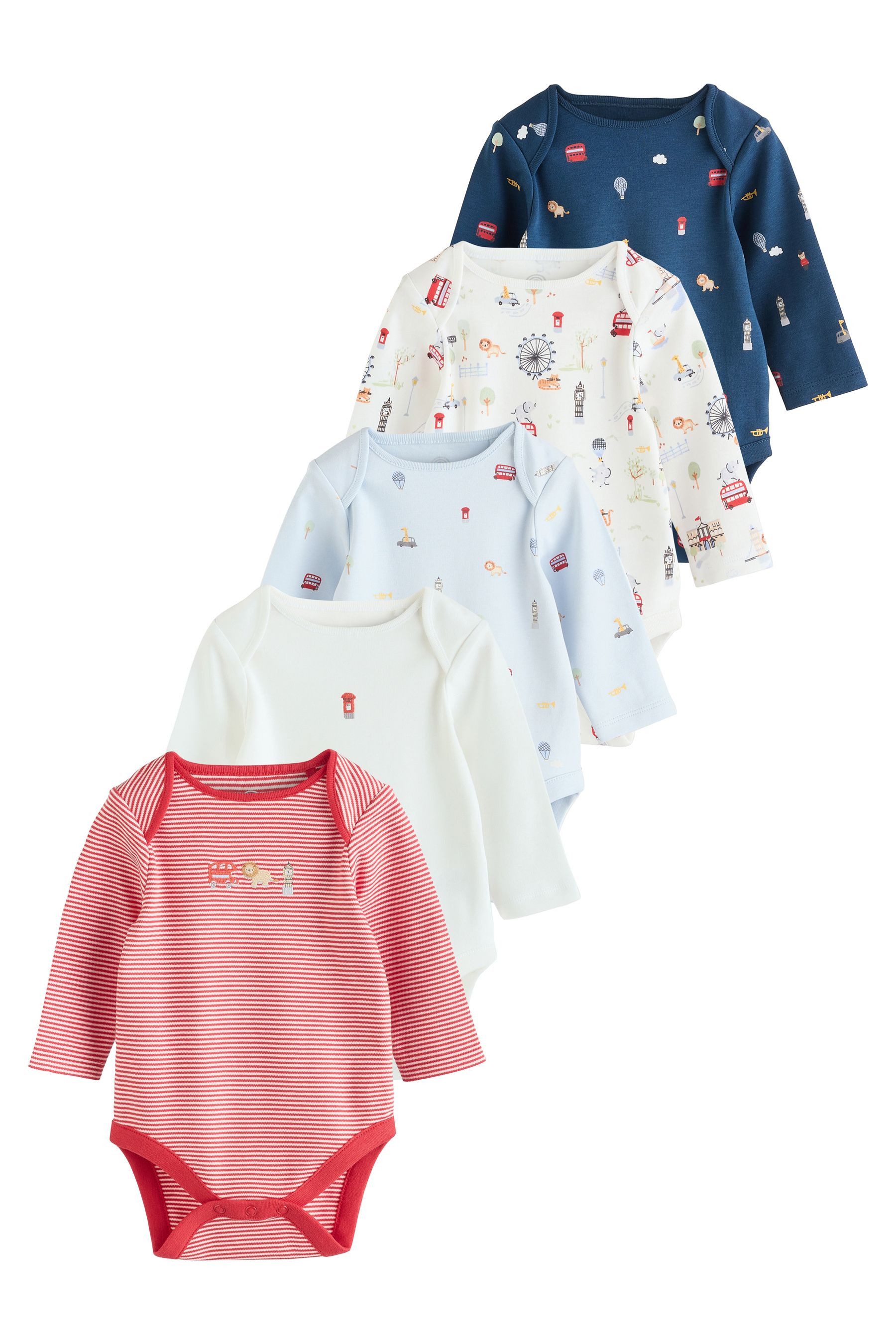 Next Langarmbody 5er-Pack Baby London Langarm-Bodysuits (5-tlg)