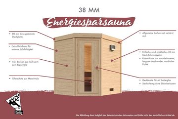 Karibu Sauna "Collin" naturbelassen mit Ofen 3,6 kW integr. Strg., BxTxH: 196 x 170 x 208 cm, 38 mm, aus hochwertiger nordischer Fichte