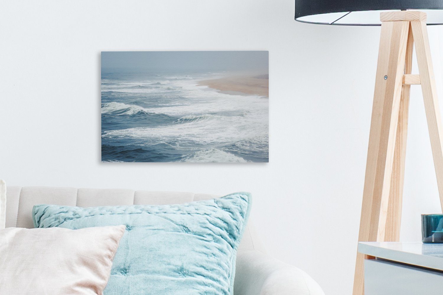 Wandbild Aufhängefertig, Meer cm Leinwandbilder, - - Wanddeko, Strand, Wellen St), OneMillionCanvasses® (1 30x20 Leinwandbild - Wasser