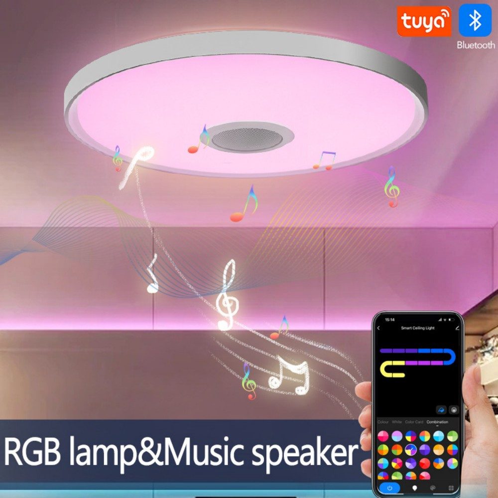POPOLIC Deckenleuchte LED Deckenlampe RGB Bluetooth Lautsprecher Fernbedien günstig online kaufen