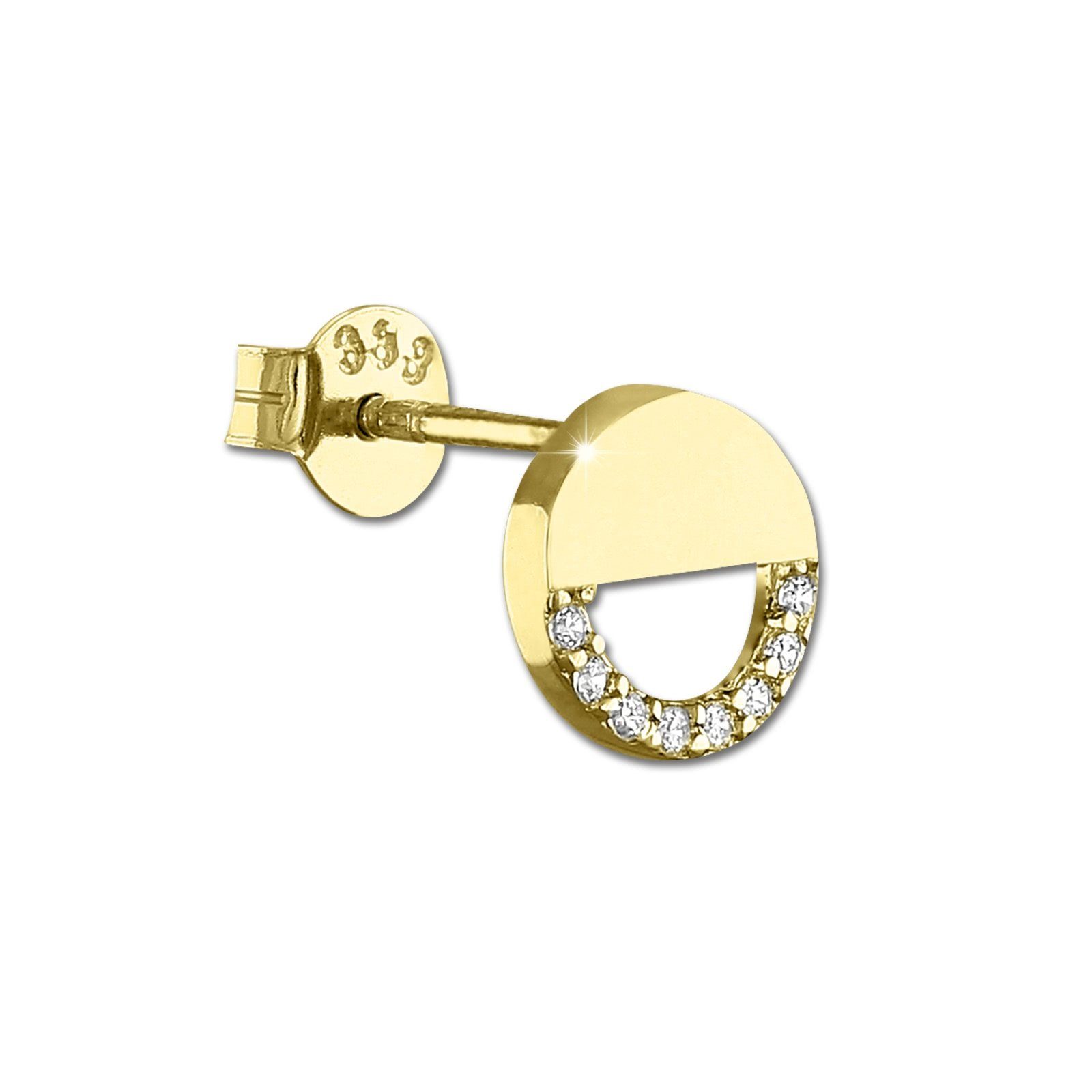 GoldDream Paar Ohrstecker GoldDream 333 GelbGold Ohrringe Zirkonia (Ohrstecker), Damen Ohrstecker Rund aus 333 Gelbgold - 8 Karat, Farbe: gold, weiß