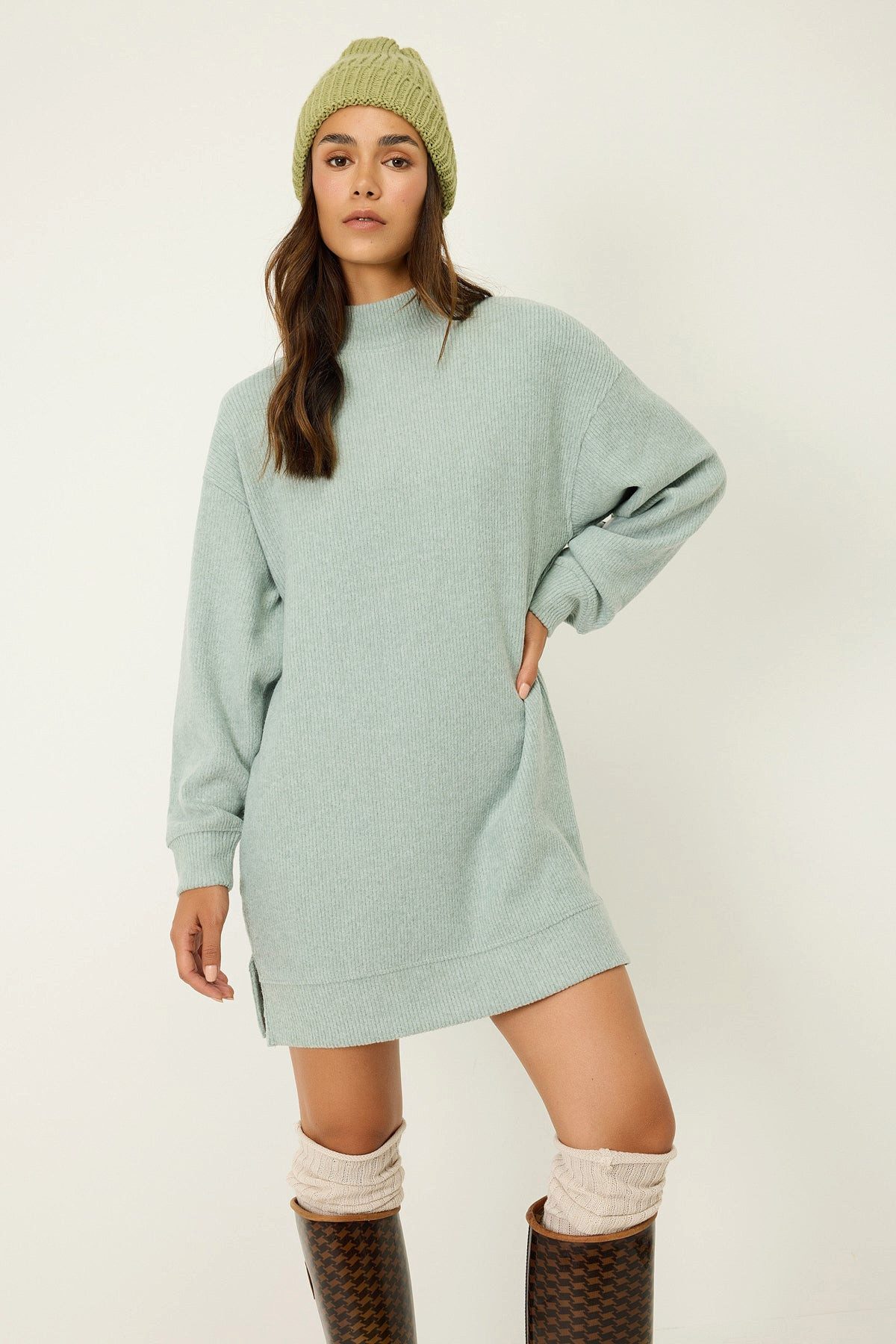 No Matter What Minikleid Weiches, schlichtes Kleid mit halbem Rollkragen günstig online kaufen