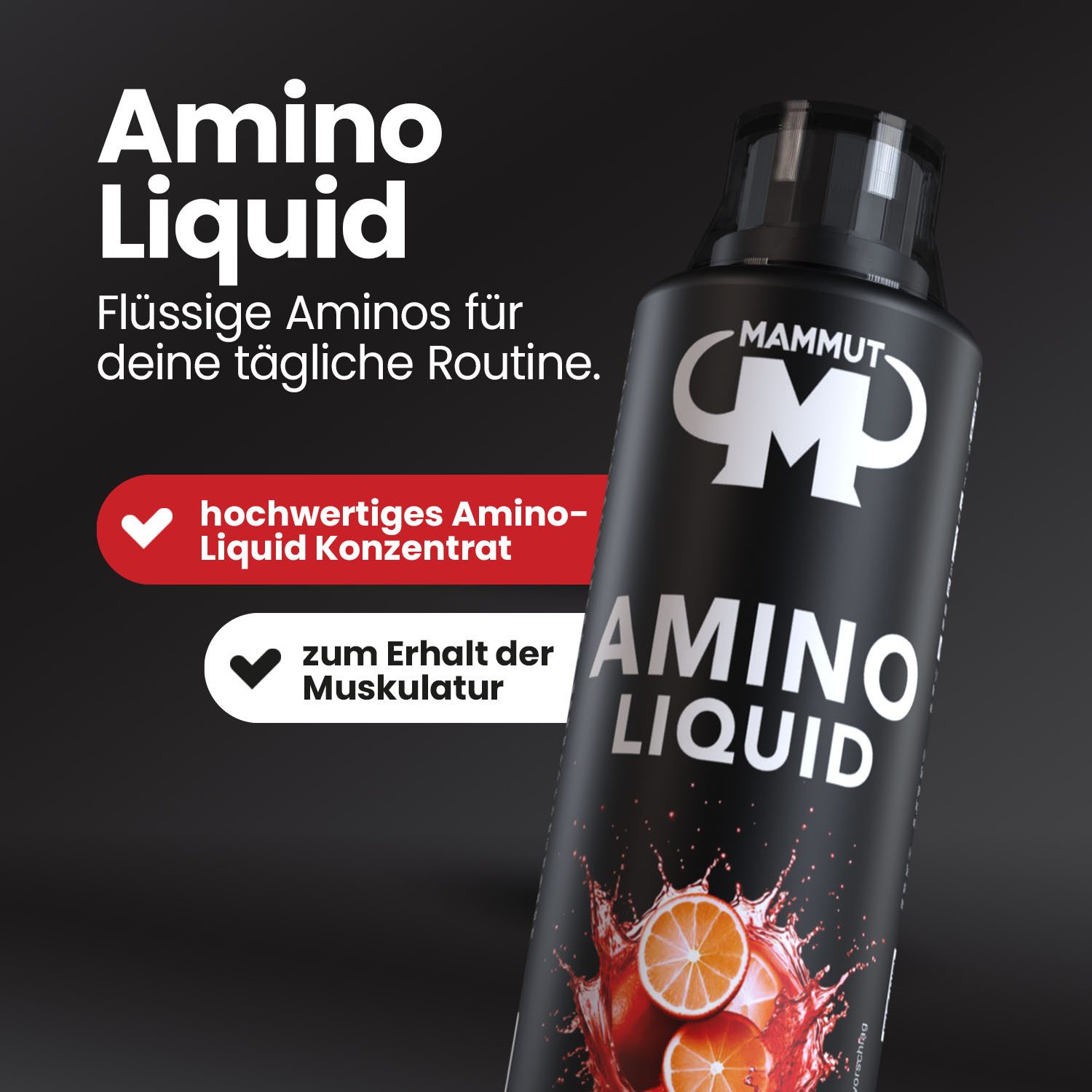 Mammut Nutrition Amino Liquid - Blutorange - 500 ml Flasche Flüssigkeit