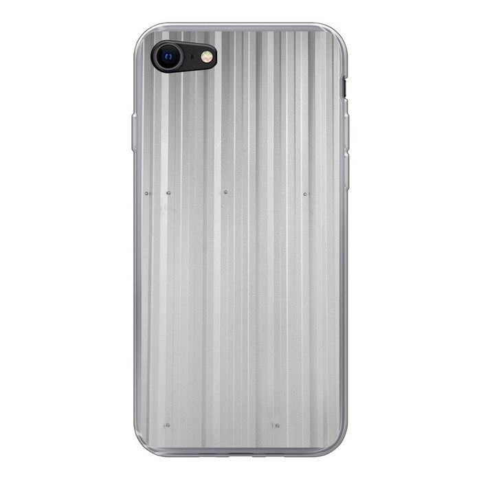MuchoWow Handyhülle Wellbleche - Metall - grau Handyhülle Apple iPhone 8 Smartphone-Bumper Print Handy Schutzhülle
