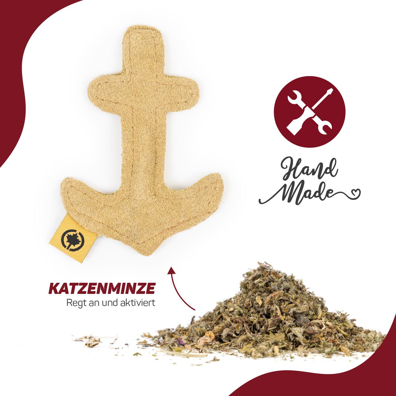 Thumbnail - Canadian Cat Company Tier-Intelligenzspielzeug Katzenspielzeug Duft-Kissen aus Leder mit Katzenminze, Anker