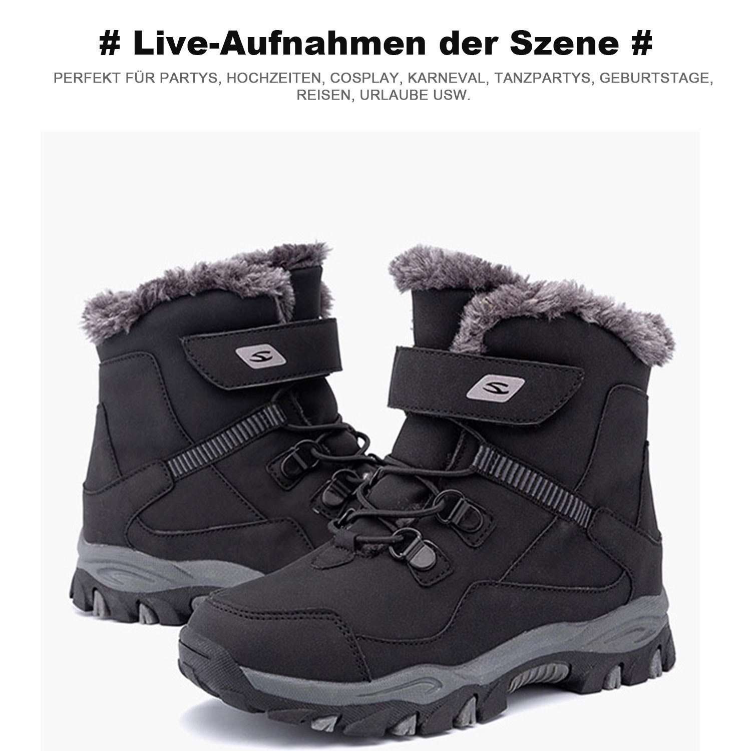 Klettverschluss Stiefel Boots Winterstiefel Martin Daisred Schwarz Schneestiefel