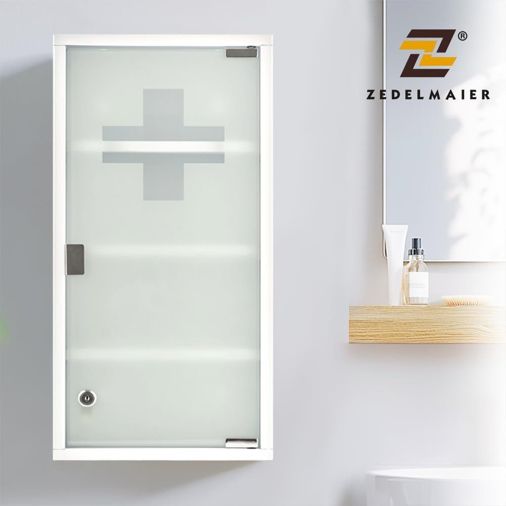 Zedelmaier Medizinschrank Abschließbarer Medizinschrank aus Edelstahl,Medikamentenschrank (YX4001) Magnetverschluss, Kindersicher, abschließbar mit 2 Enden