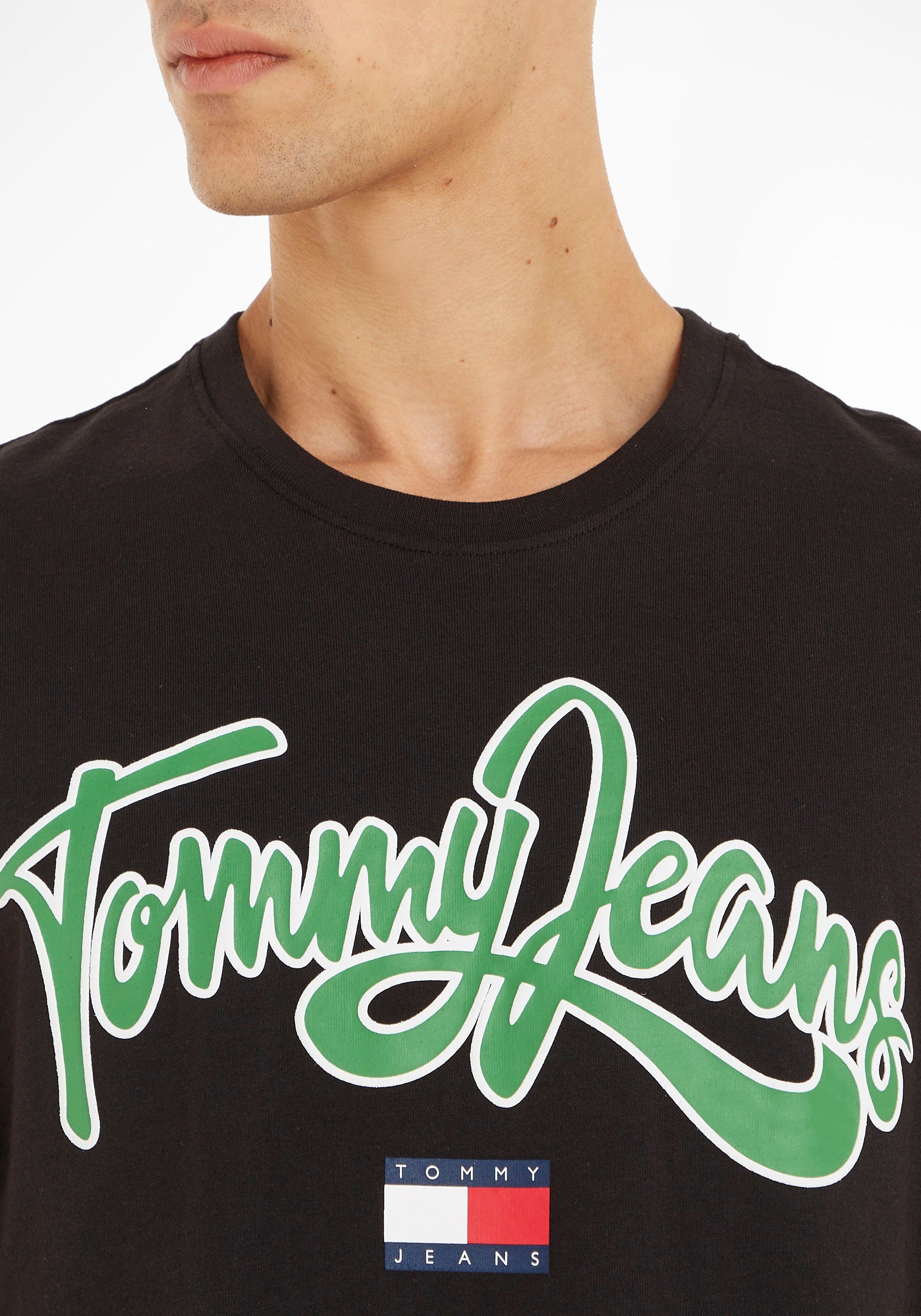 TEXT Logo-Frontmotiv mit Tommy Black großem COLLEGE POP Jeans T-Shirt TJM REG TEE