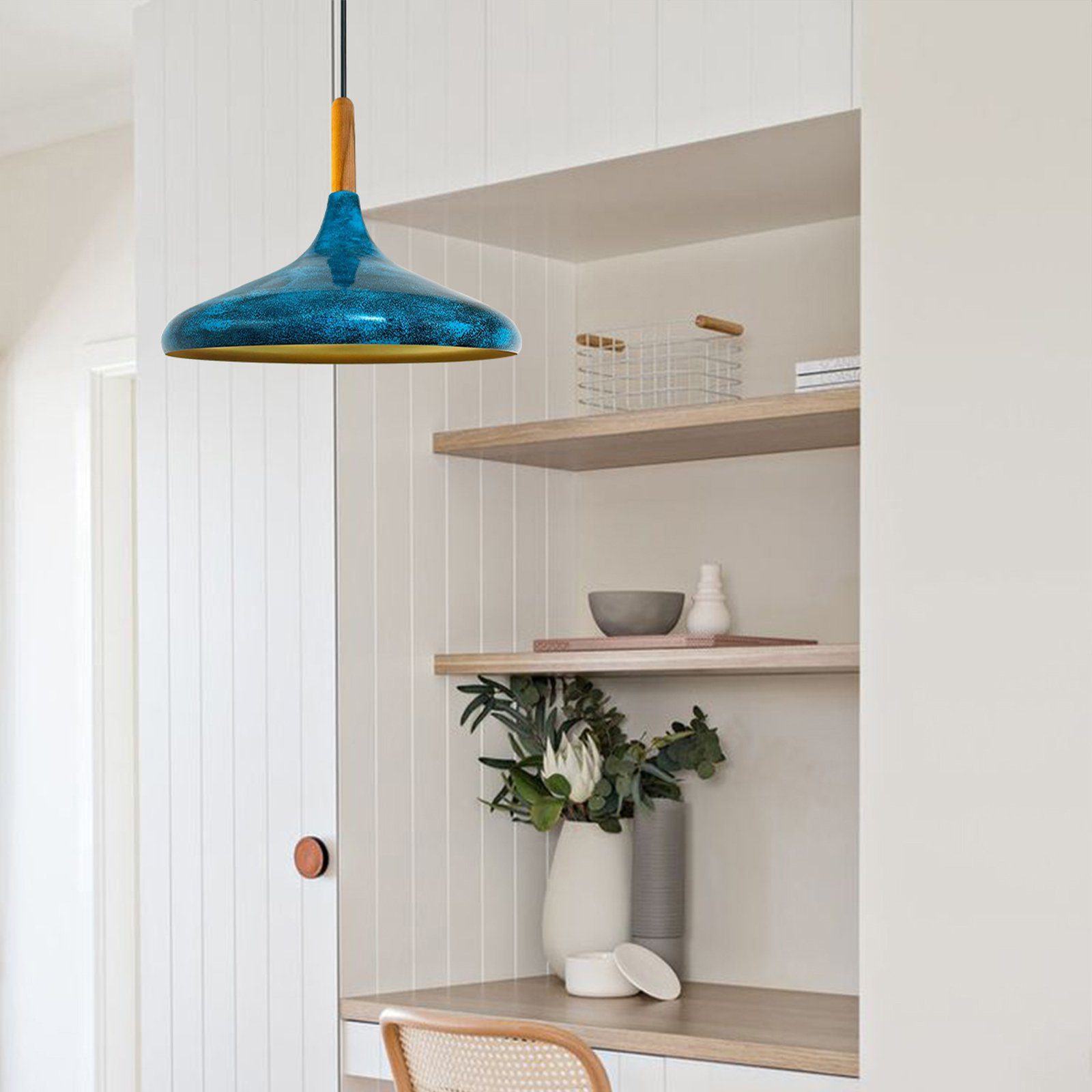 Ozean und E27 cm, Lampe, Holz Moderne Küche ohne aus Leuchtmittel Hängelampe Pendelleuchte Champion 35 Metall Bamyum