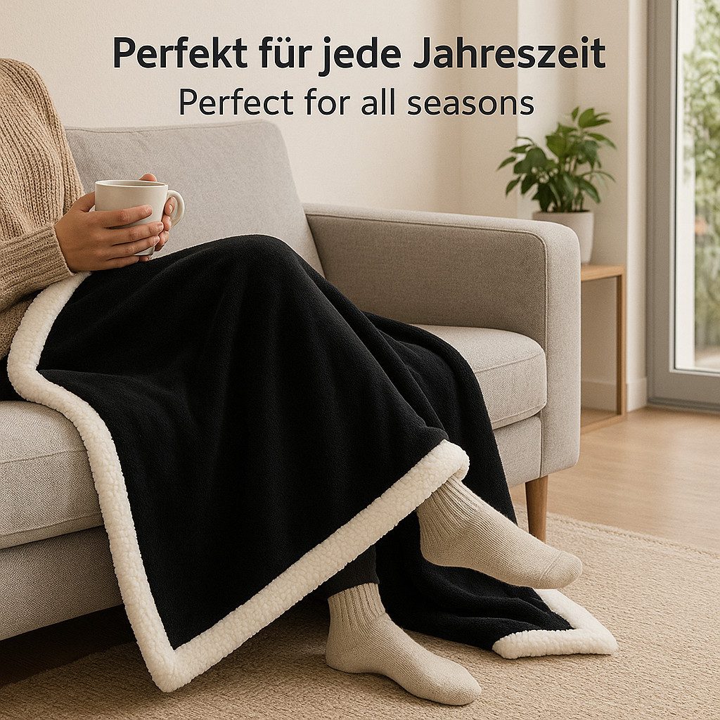 Wohndecke Luxus Flanell Sherpa Kuscheldecke XXL Verona Größe 150x200 cm, Be günstig online kaufen