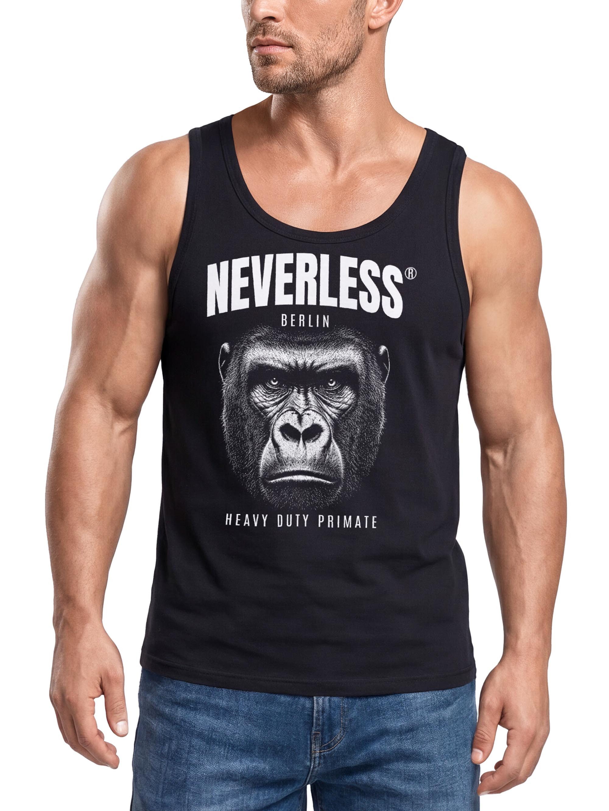 Neverless Tanktop Tanktop Herren mit Grafik-Print - Design Gorilla - Trägershirt mit Print