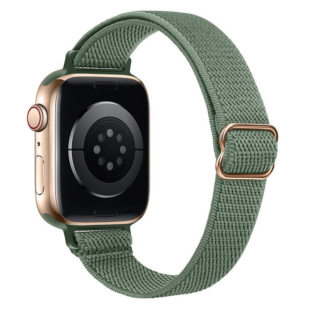 XDeer Uhrenarmband Nylon Loop Armband für Apple Watch Armband 38/40/41mm und 42/44/45mm, Geflochtenes Sport Band 14 mm Schlankes Design für iWatch Series 7 green