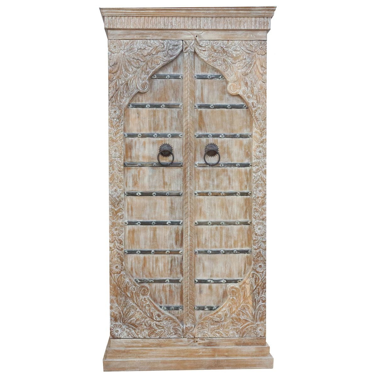 Oriental Galerie Mehrzweckschrank Brauner Schrank Saloni Indien 184 cm braun, Handarbeit, indisch, Indien