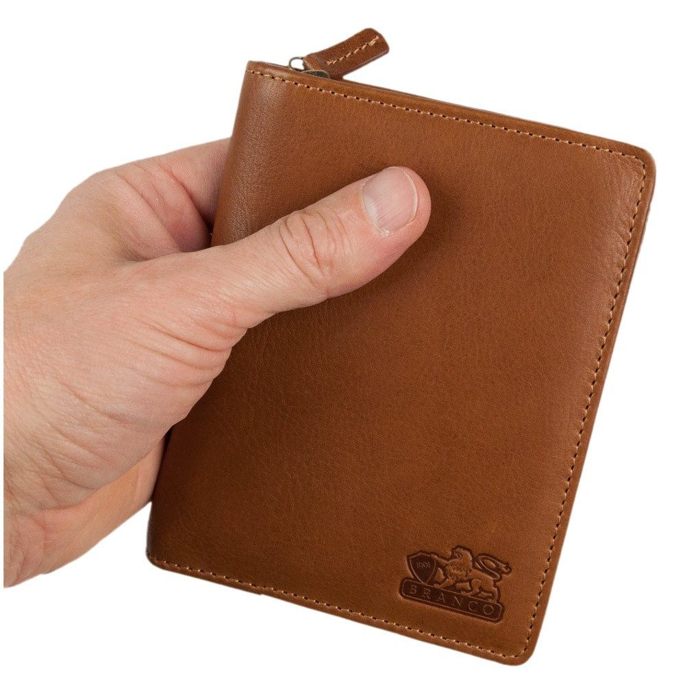 BRANCO Geldbörse Große Herren-Geldbörse / Portemonnaie, Leder, Cognac, Branco 35009