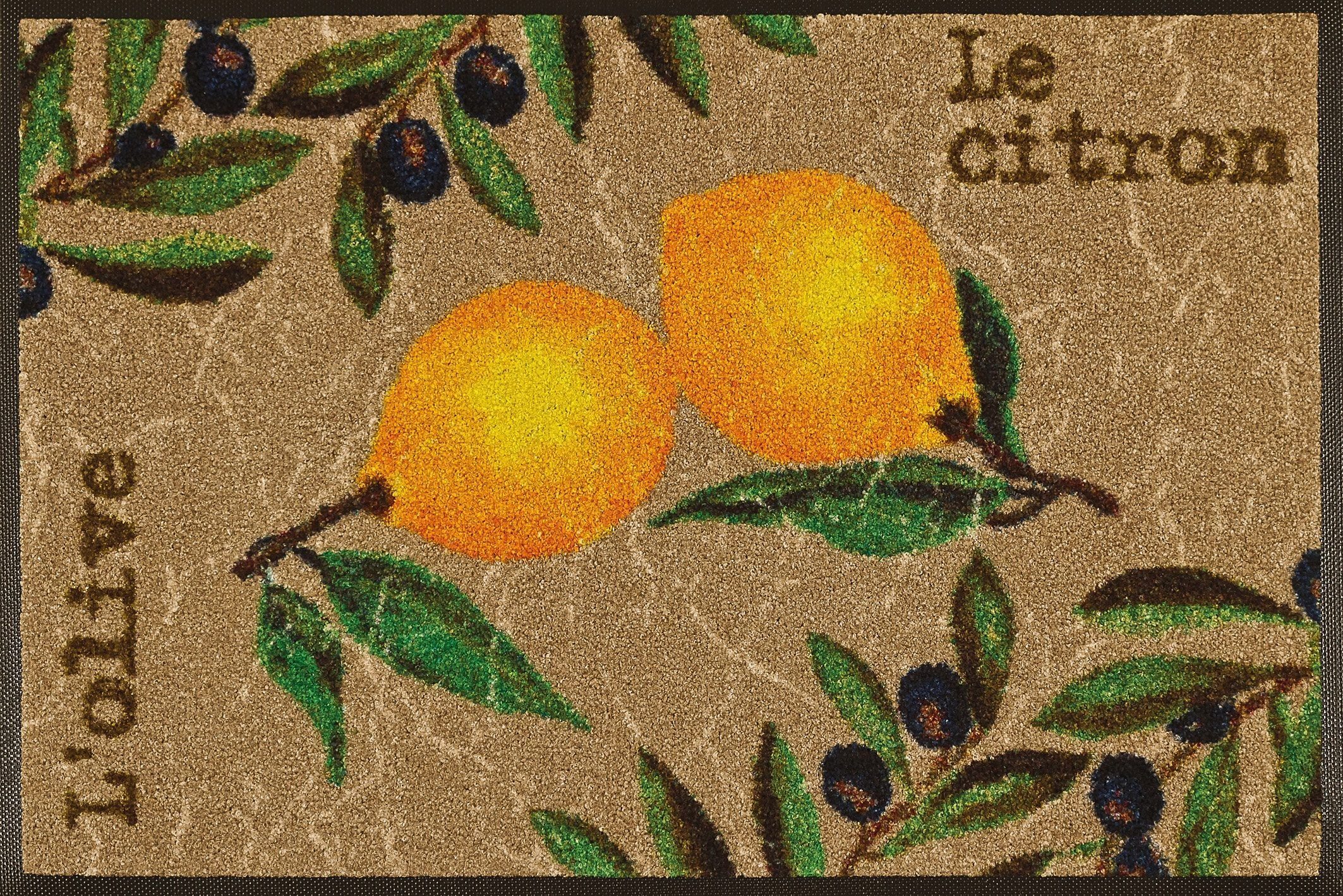 Le Zitronen, & mm, 7 by Motiv Höhe: Oliven waschbar Citron, Schmutzfangmatte, Kleen-Tex, Fußmatte rutschhemmend, rechteckig, wash+dry