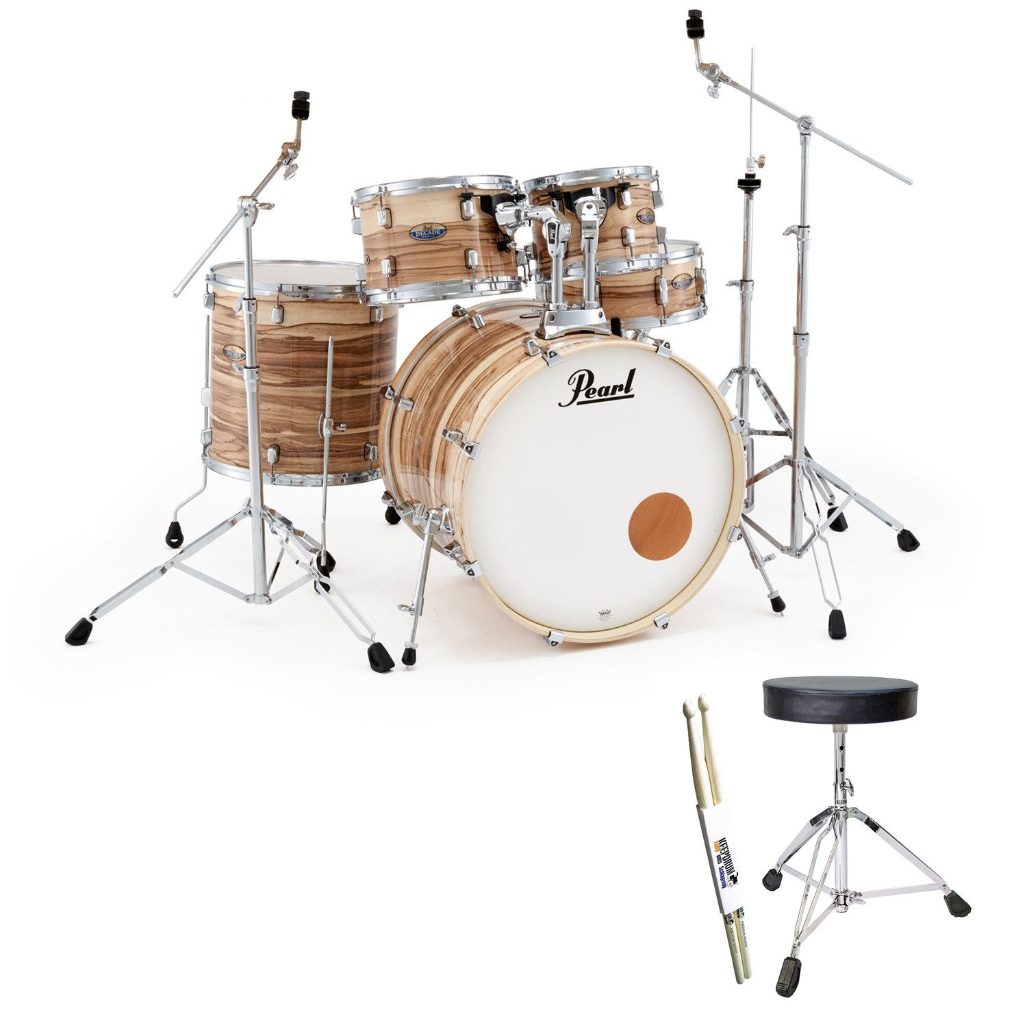 Schlagzeug Pearl Schlagzeug Decade Maple 22 Zoll Gloss Exotic Maple mit Zubehör