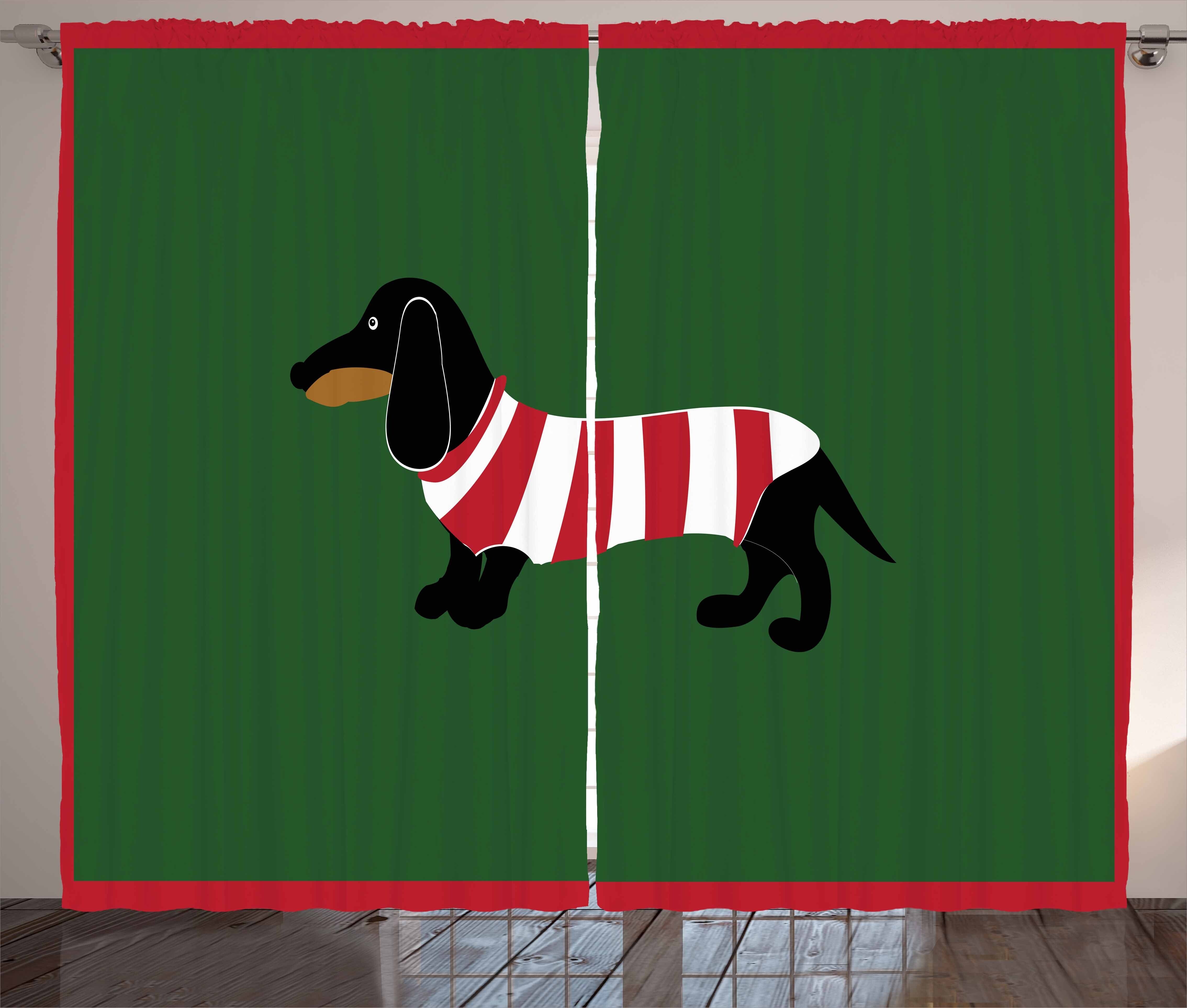 Haken, mit Schlaufen Kräuselband und Gardine Cartoon-Hund Vorhang Dackel Canine Abakuhaus, Schlafzimmer