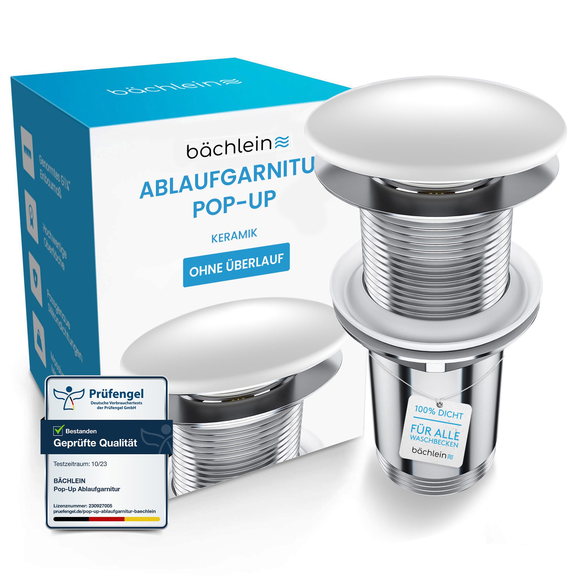 Bächlein Ablaufgarnitur Waschbeckenabfluss Pop Up (Eleganter Keramik Waschb günstig online kaufen