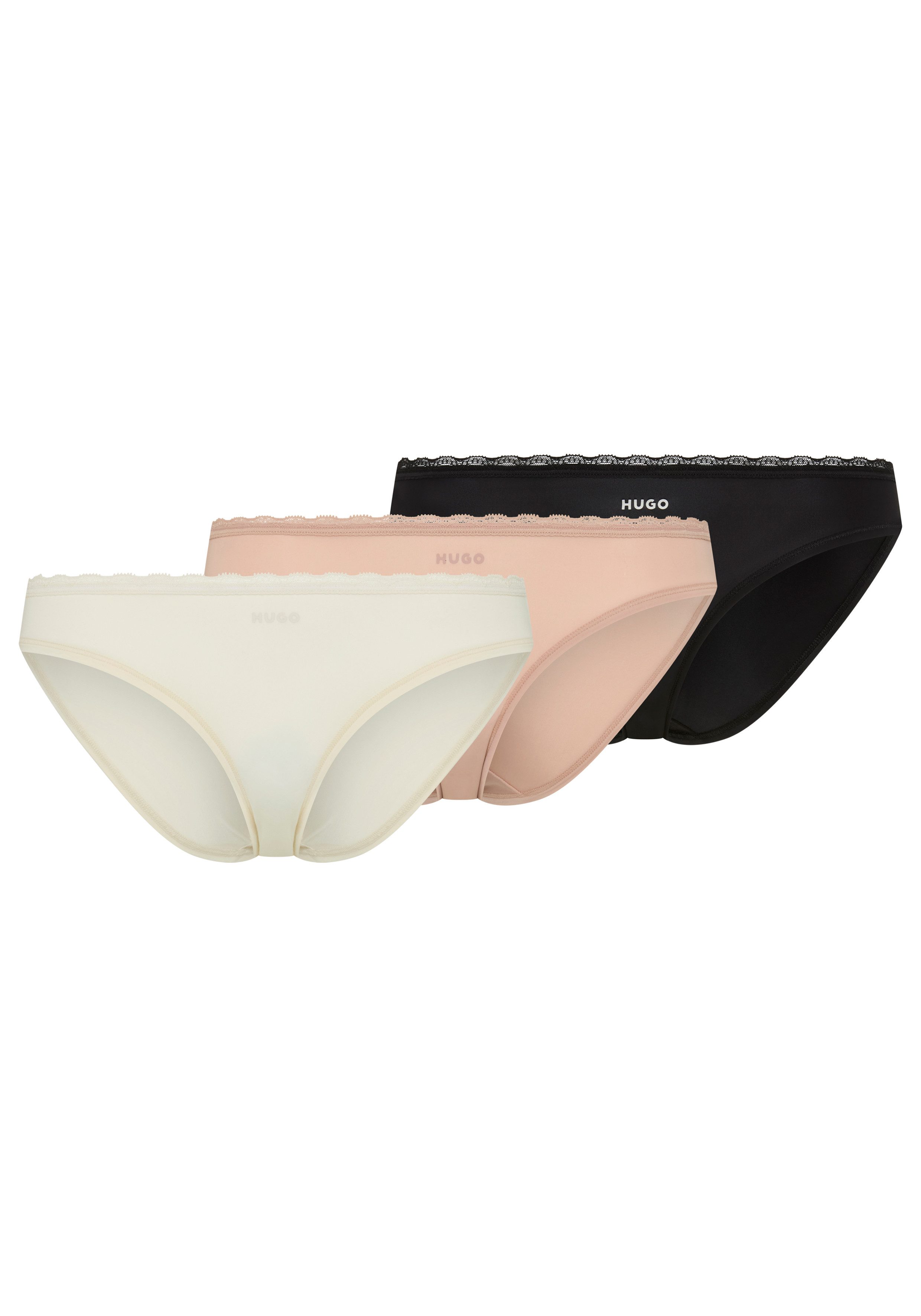 HUGO Slip TRIPLET MICRO (3-St) mit Spitzenbesatz