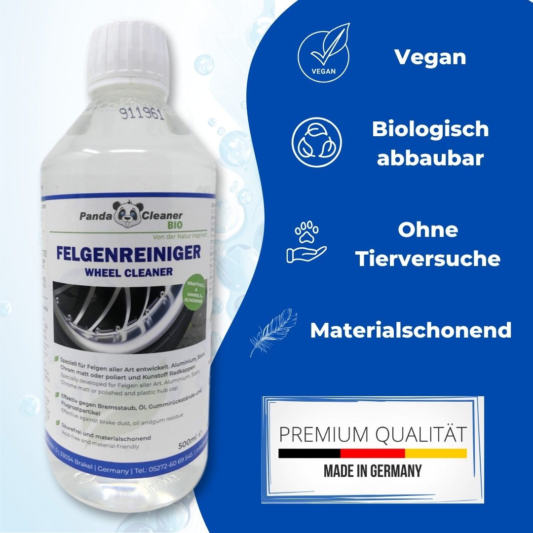 PandaCleaner Felgenpflege - Stahl & Alufelgen Reiniger - Für Auto & Motorrad Felgenreiniger (1-St. 500ml)