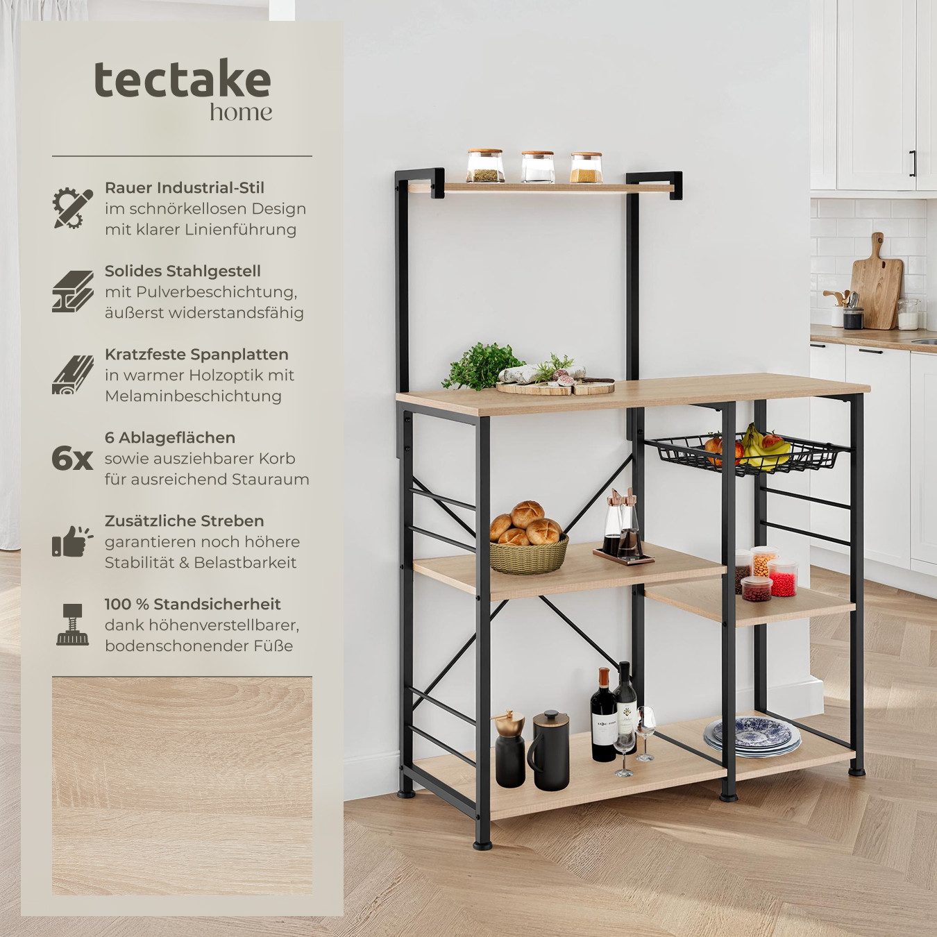 tectake Küchenregal Crawley, Set 1-tlg., Industrial günstig online kaufen