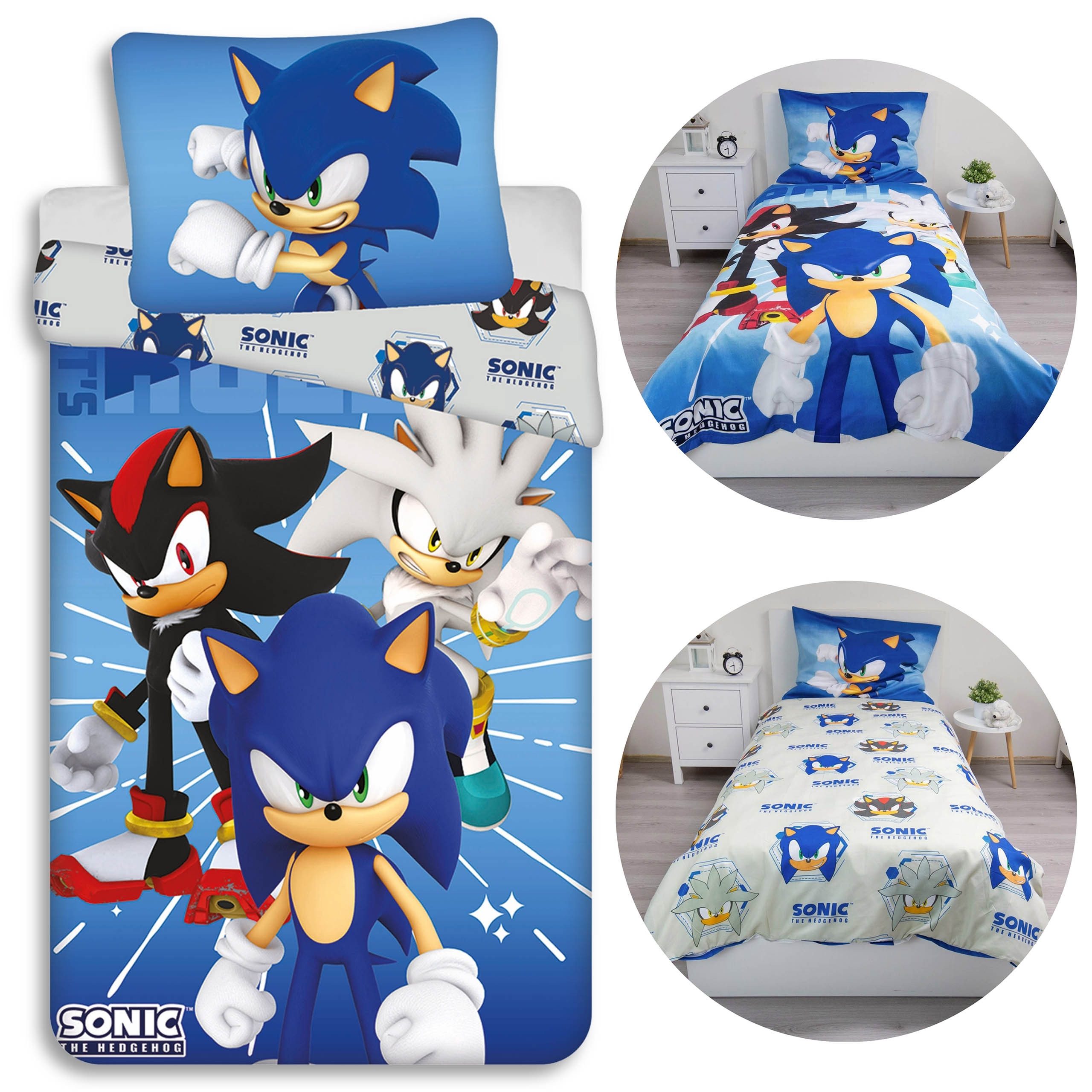 Sarcia.eu Kinderbettwäsche SONIC Kinderbettwäsche blau/grau beidseitig, 140 günstig online kaufen