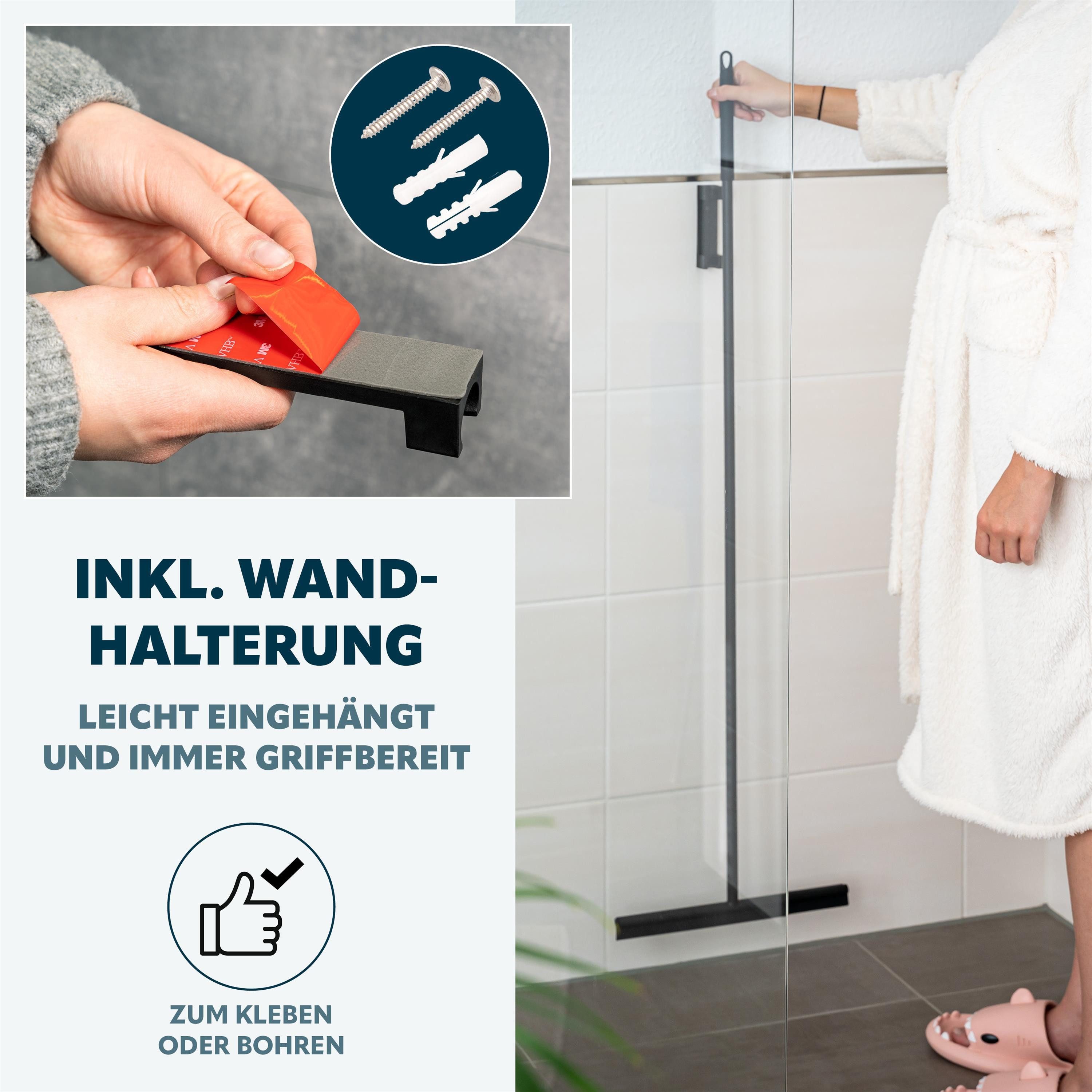 bremermann Wasserabzieher Bodenabzieher mit Wandhalter, aus Edelstahl hochglänzend, (1-St) – Bild 5 von 5