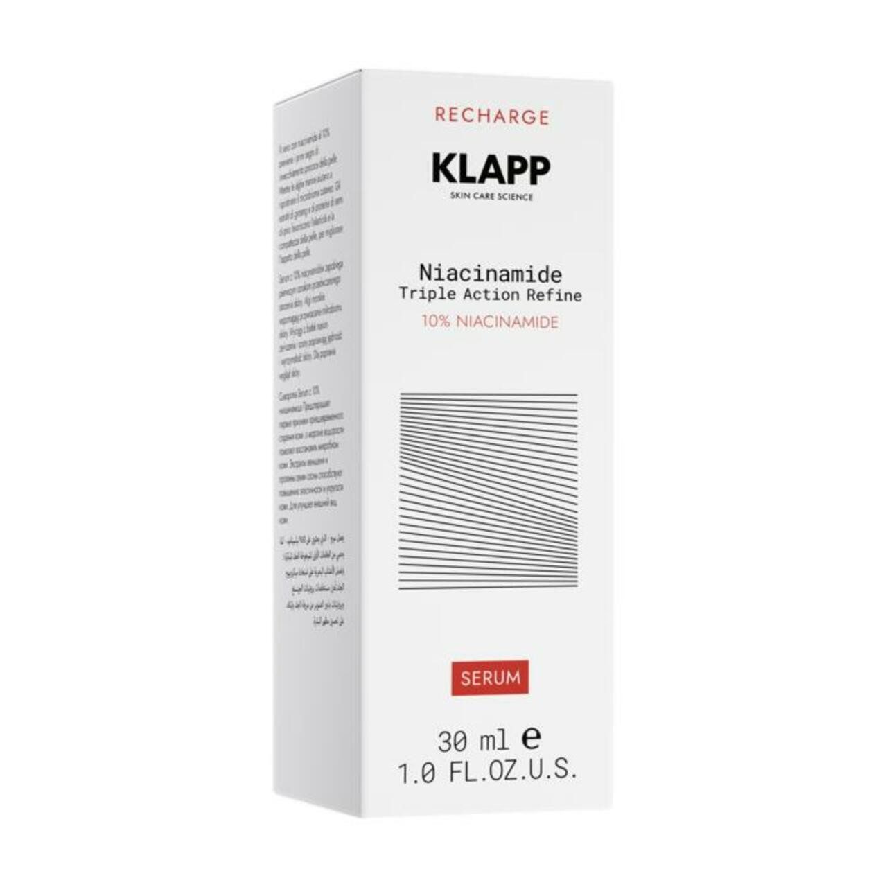 Klapp Cosmetics Gesichtsserum Recharge Niacinamide 10% Triple Action Refine Serum, Fördert eine sichtbare Verbesserung der Hautausstr