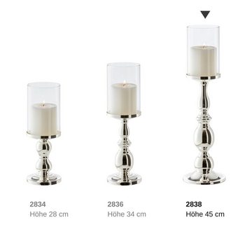 EDZARD Kerzenständer Mascha, Kerzenhalter für Stumpenkerzen, Kerzenleuchter im modernen Design, versilbert und anlaufgeschützt, Höhe 45 cm