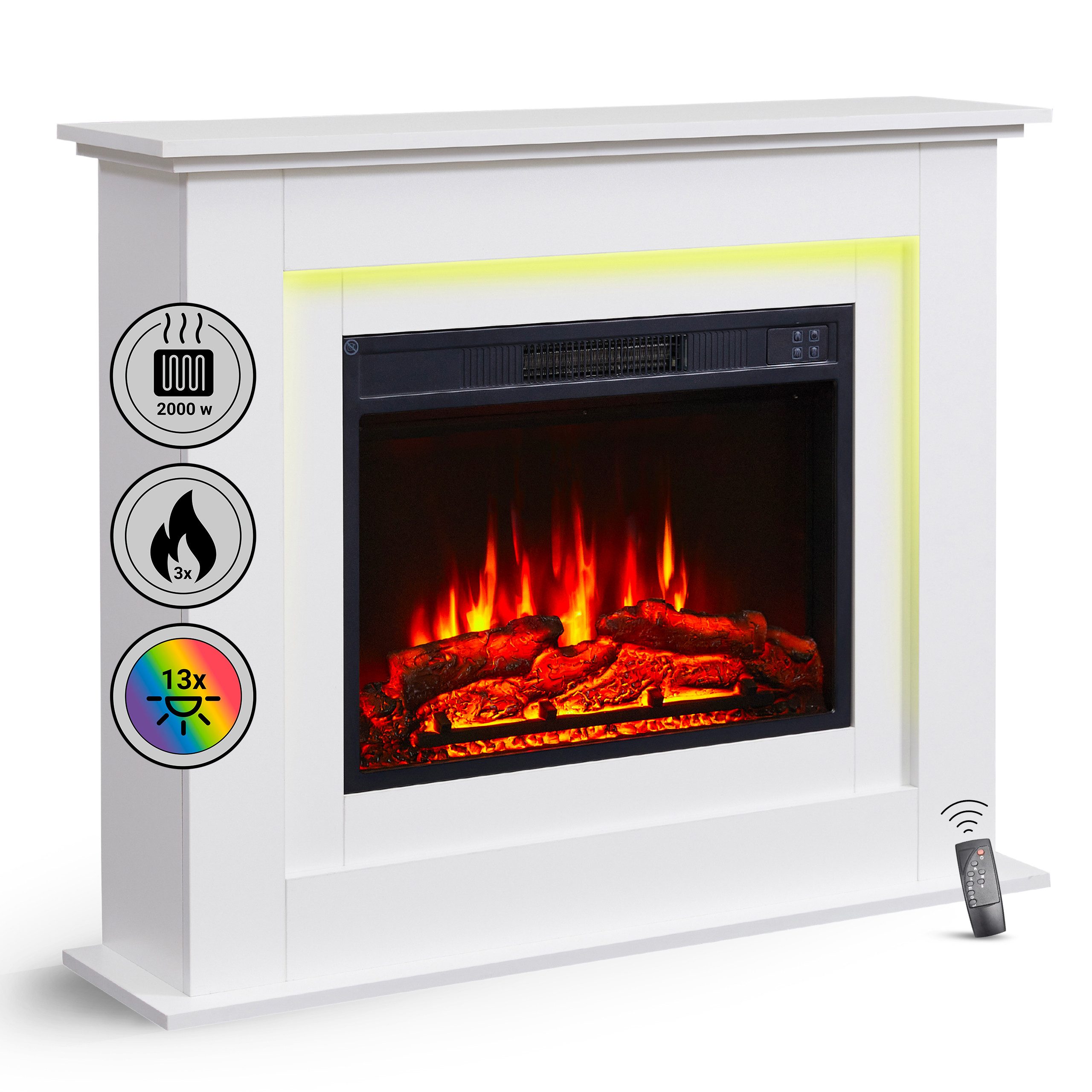 Balderia Elektrokamin Finn, Standkamin, 3D-Flammeneffekt, LED-Beleuchtung, Heizung