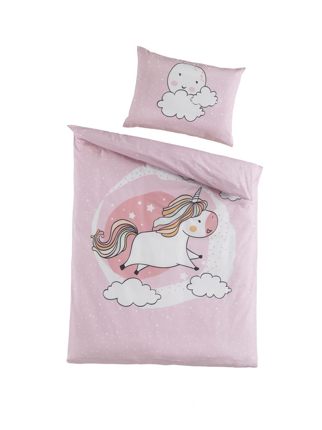soma Babybettwäsche Bettwäsche 100 cm x 135 cm Pummel Einhorn rosa, Baumwolle, 2 teilig, baby bettwäsche set 100x135 sale bettwäsche baby 100x135