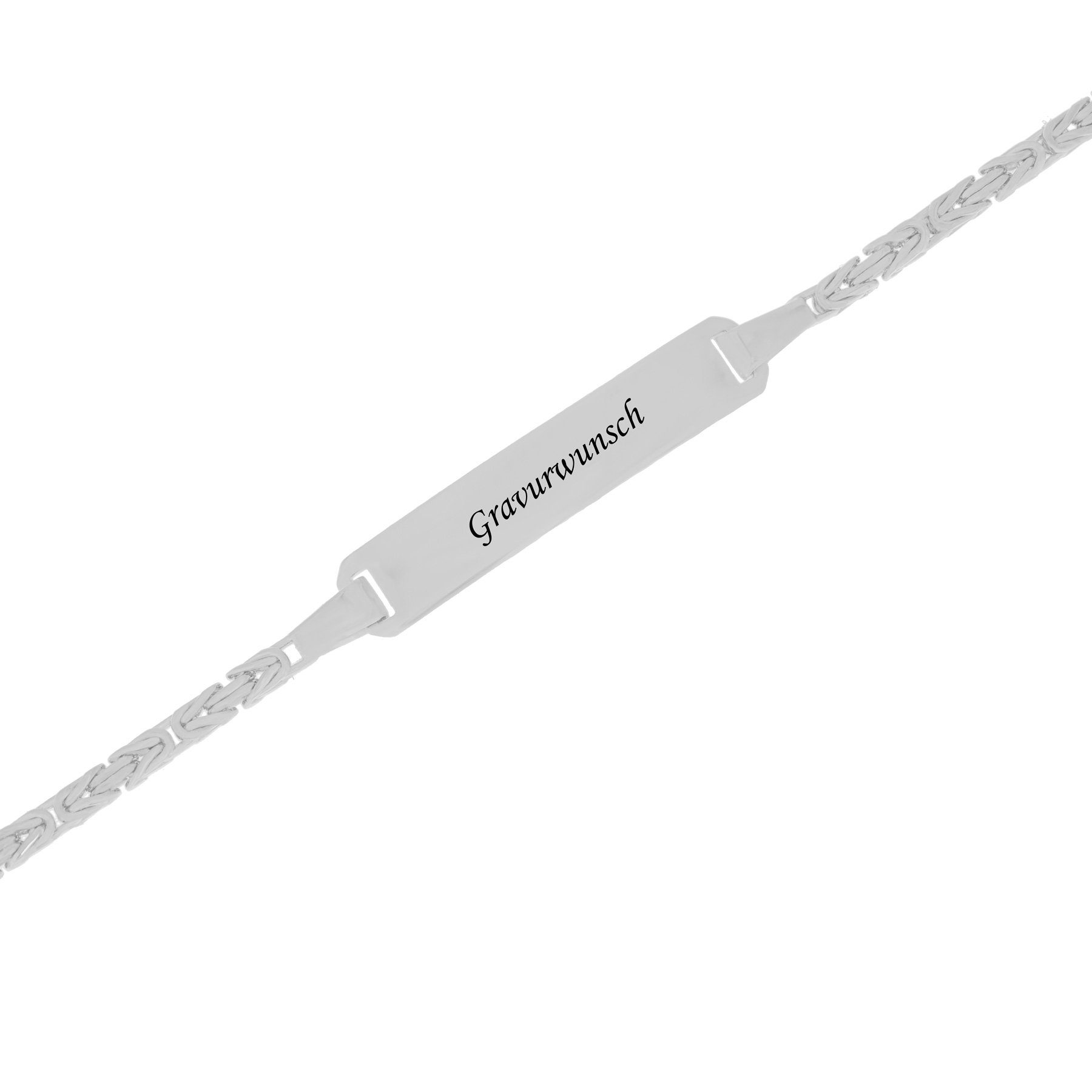 Stella-Jewellery Goldarmband 585 Weissgold ID Armband Königskette massiv 16,5cm (inkl. Etui, 1-tlg), ID Armband für Kinder / Damen
