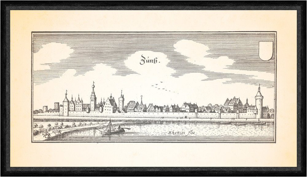 Kunstdruck Zunß Zons Niederrhein Burg Friedestrom Krötschenturm St. Faks_Merian