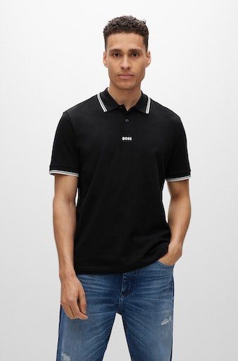 BOSS ORANGE Poloshirt PChup mit gedrucktem Logo Black