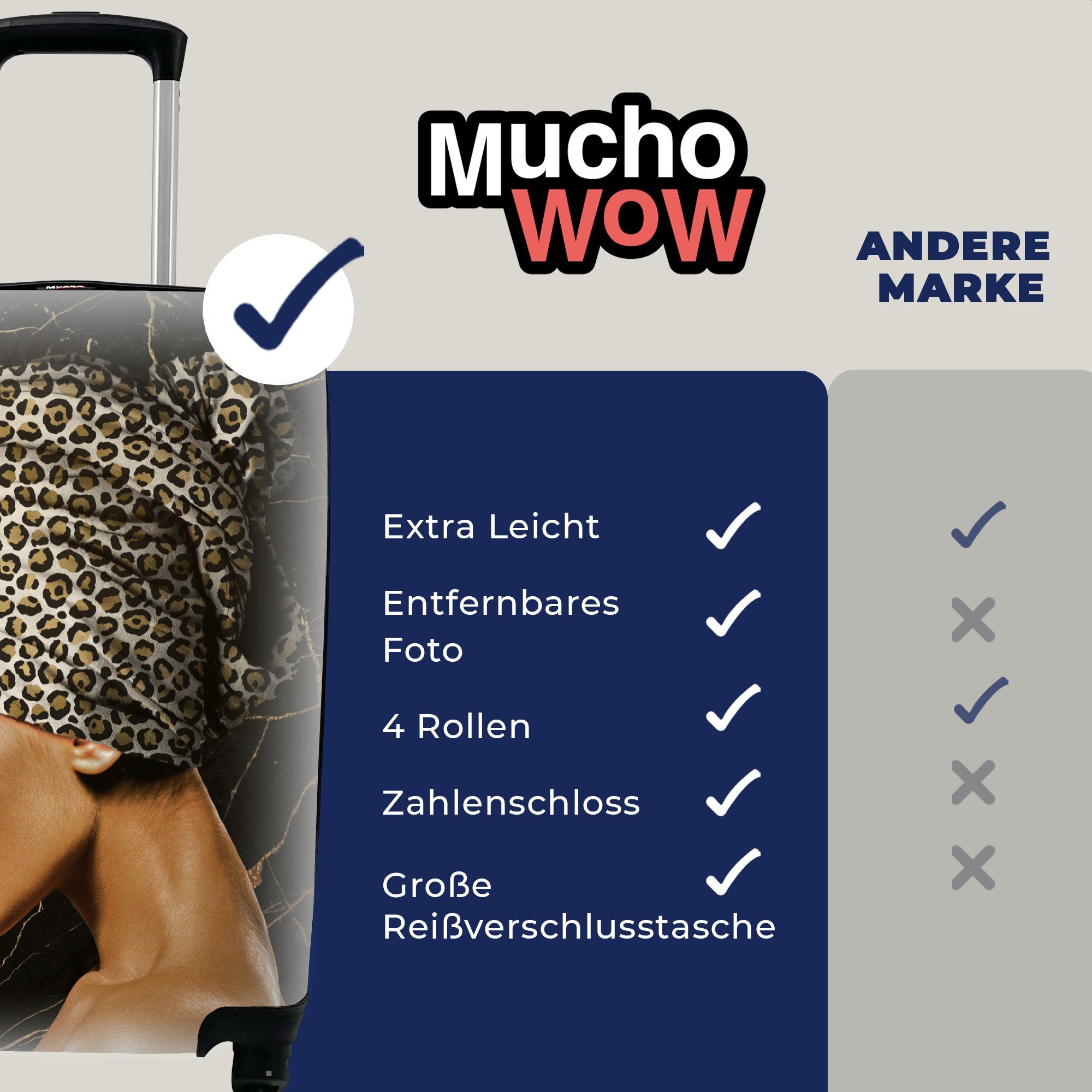 MuchoWow Handgepäckkoffer Frau - Kopftuch Reisekoffer 4 Reisetasche mit Abstrakt, - Trolley, Rollen, Ferien, rollen, Handgepäck für