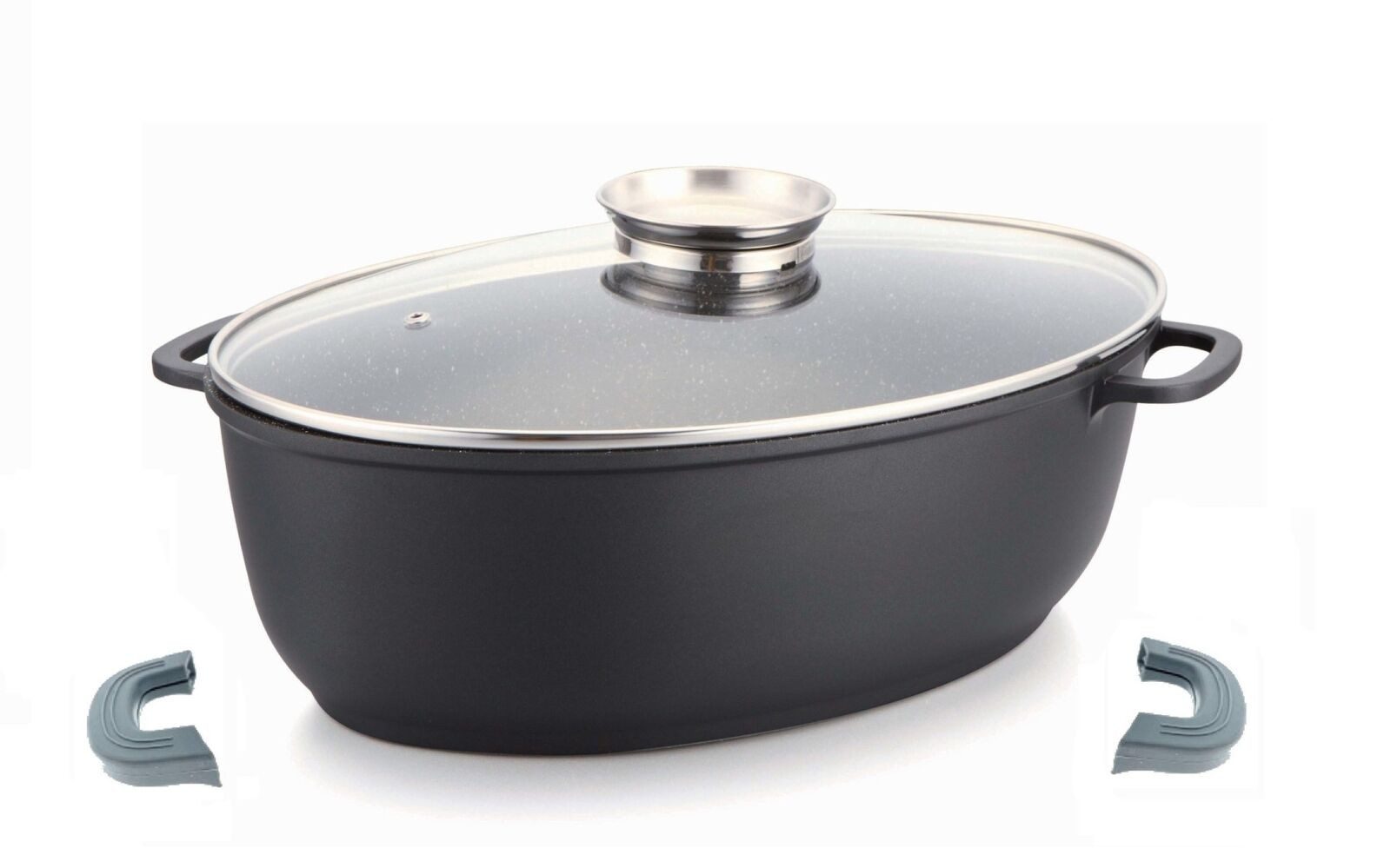 Bräter Bräter Deckel Induktion Pfanne Schmortopf Marmorbeschichtung 38 cm