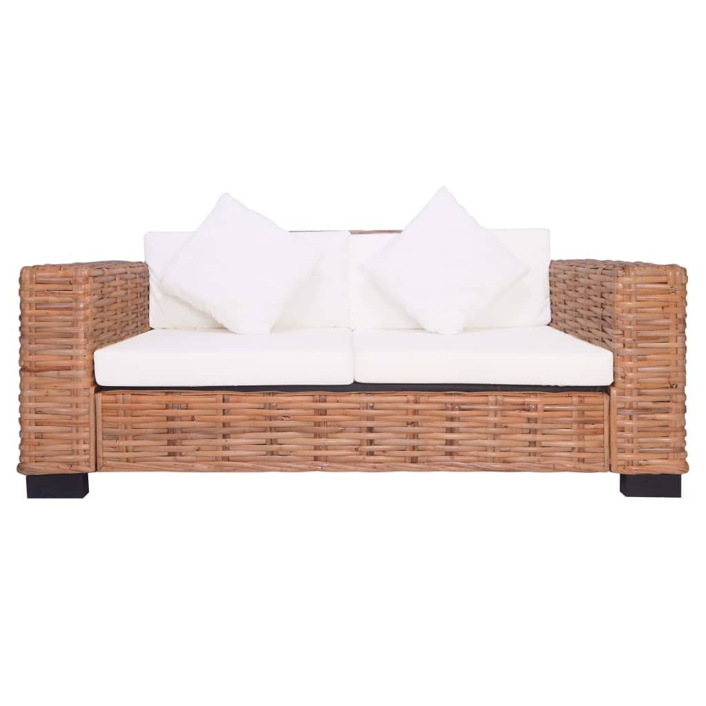 vidaXL Loungesofa 2-Sitzer Gartensofa Natürliches Rattan, 1 Teile