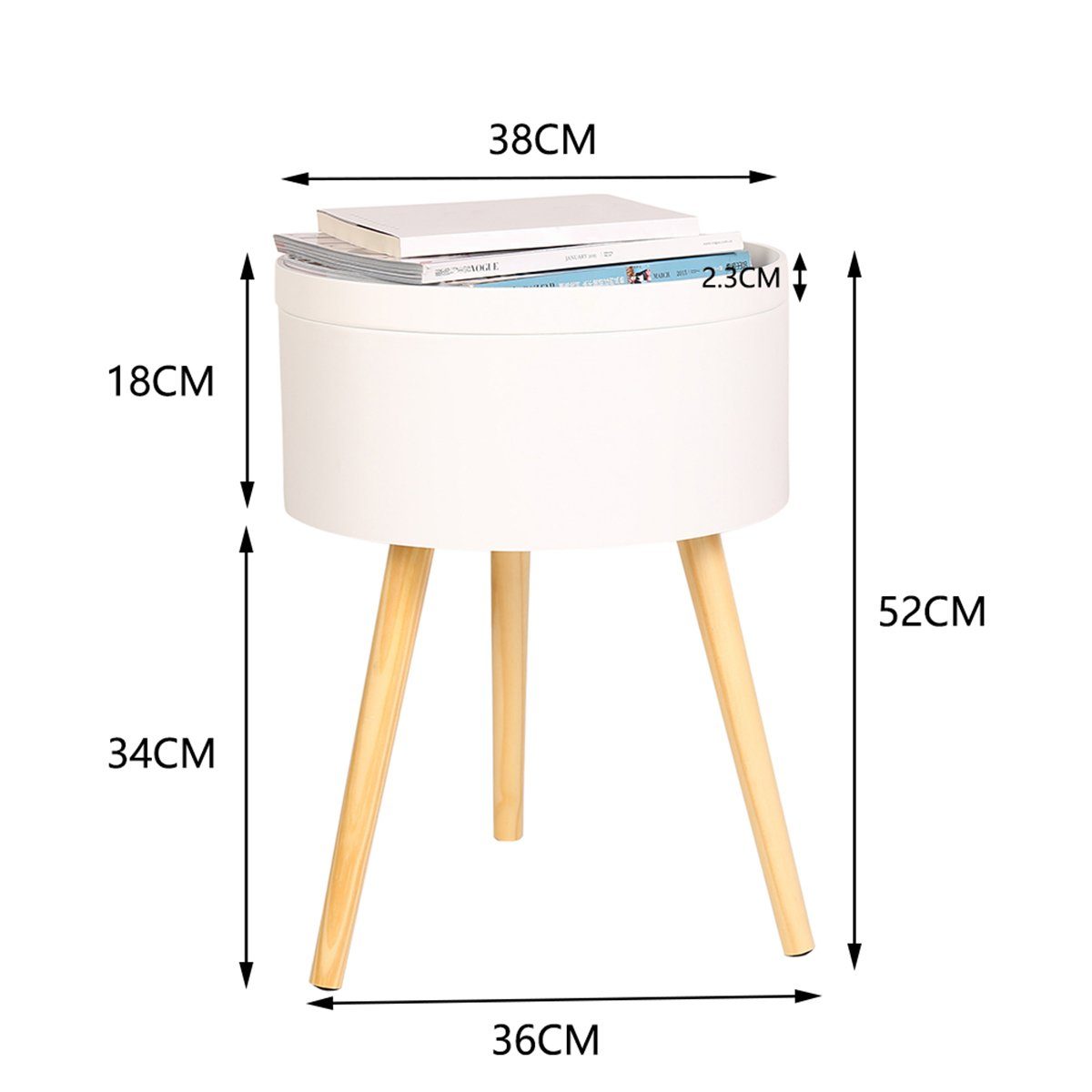 Happy Home Nachttisch Happy Home Nachttisch / Beistelltisch mit Stauraum HWB03-WEI. € 39,99