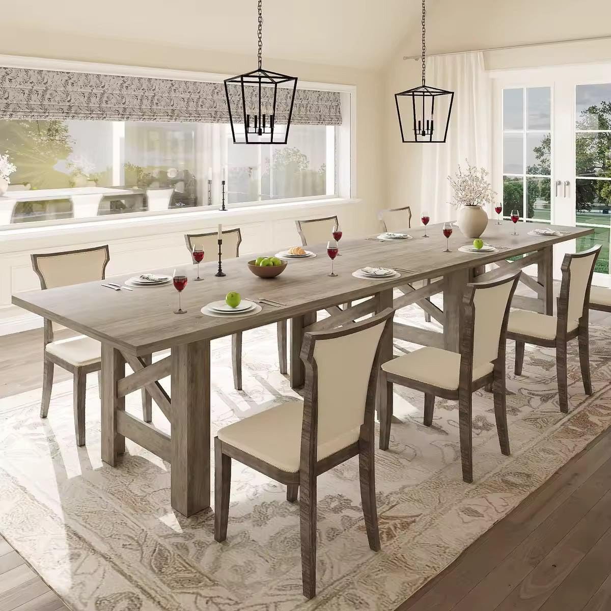 GarveeMore Esstisch 180 cm Küchentisch Wohnzimmertisch im Holztisch Landhausstil (1Tisch), Esstisch für 6-8 Personen, Küche & Esszimmer
