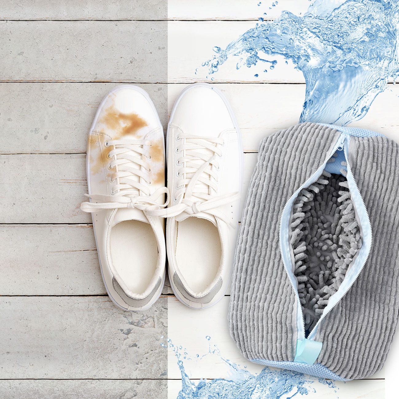 shop'n smile ideoon Wäschenetz Schuhwaschbeutel für Sneaker&Sportschuhe Waschbeutel Reißverschluss,(1-St), Ø19 x 39 cm für gängige Schuhgrößen, mit 360° Schutz, Mesh-Struktur