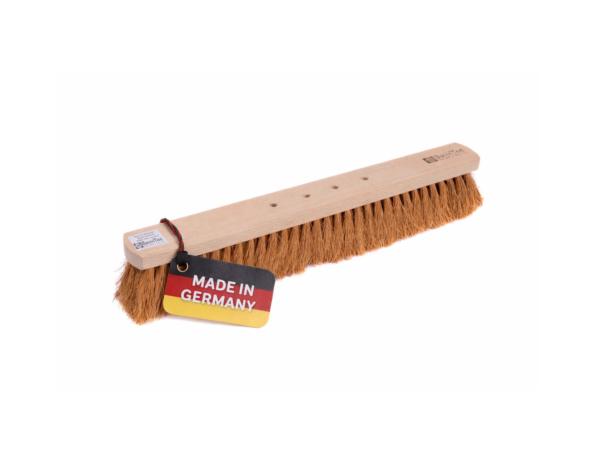 BawiTec Abziehbesen 4-Loch Kokosbesen weiche Kokos-Borsten Besen Saalbesen ohne Stiel