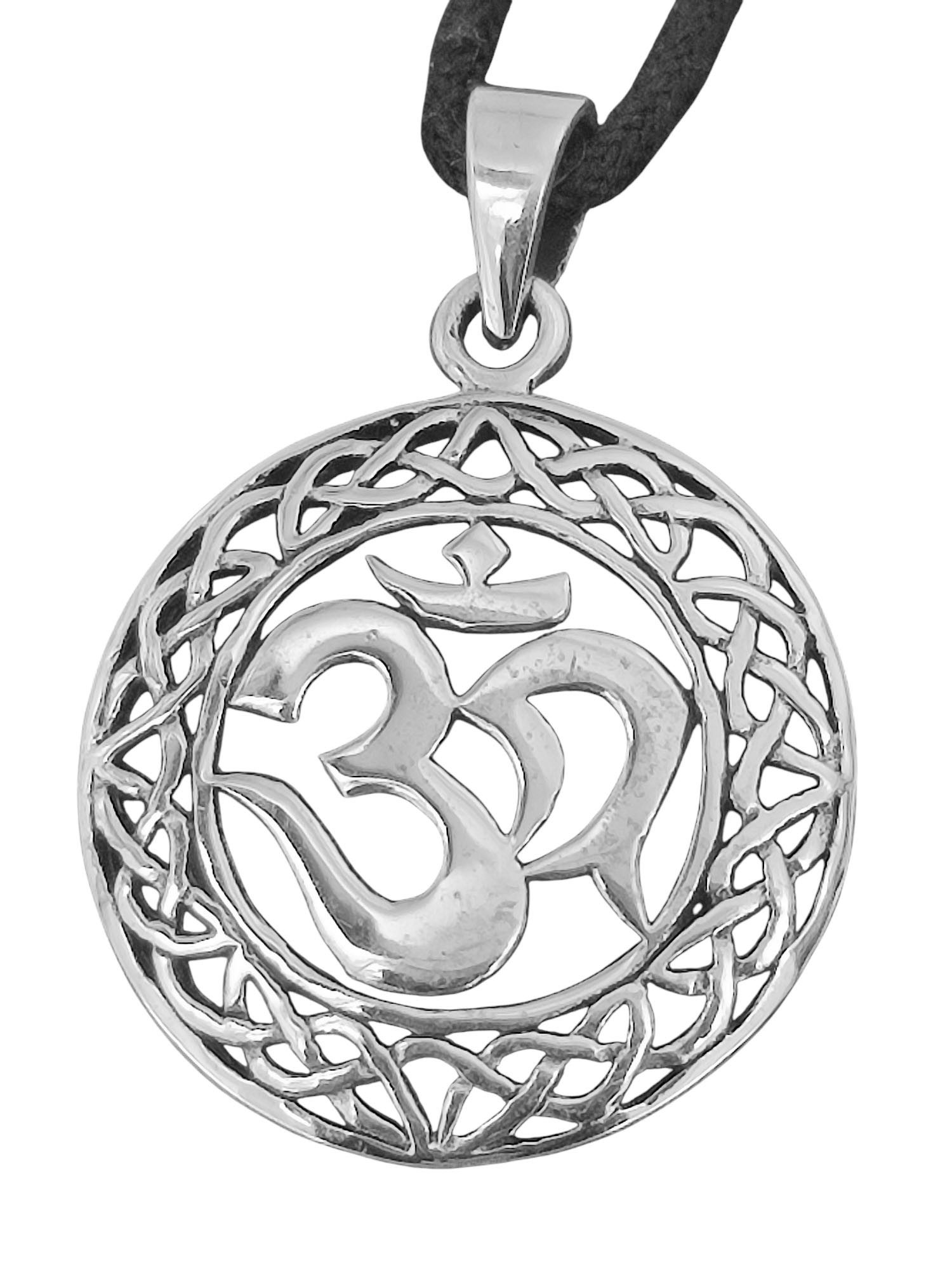Kiss of Leather Kettenanhänger Om Aum Hinduismus Buddhismus Wiedergeburt Silber 925