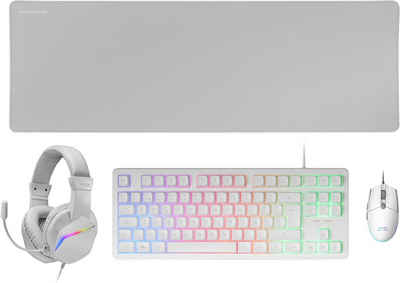 MARSGAMING MCP-RGB3, Pack Gaming Fixed RGB Tastatur- und Maus-Set, 3200 DPI + Headset Over-Ear RGB + XXL-Mauspad, Portugiesisch Sprache