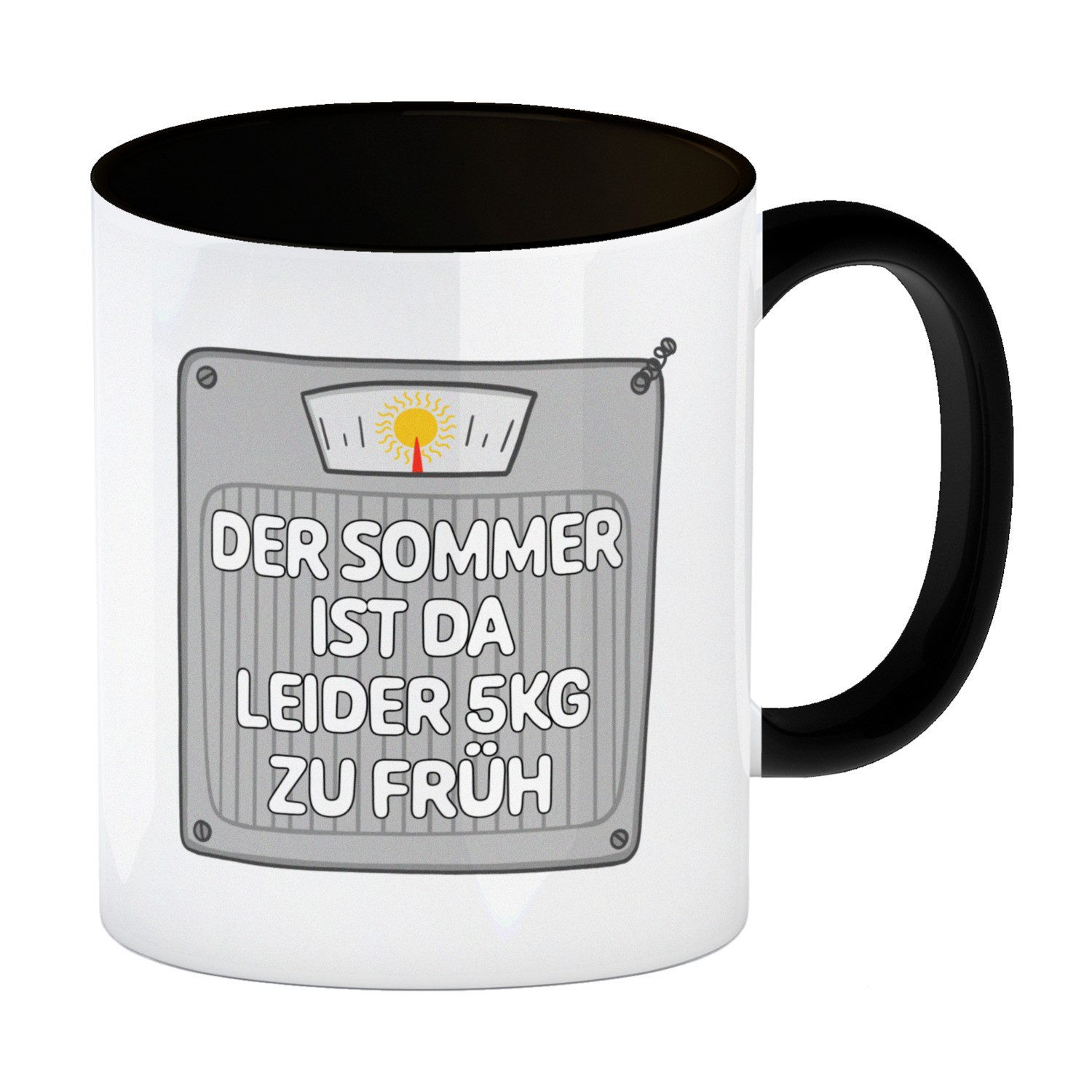 Tasse Der Sommer ist da leider 5kg zu früh Kaffeebecher Schwarz